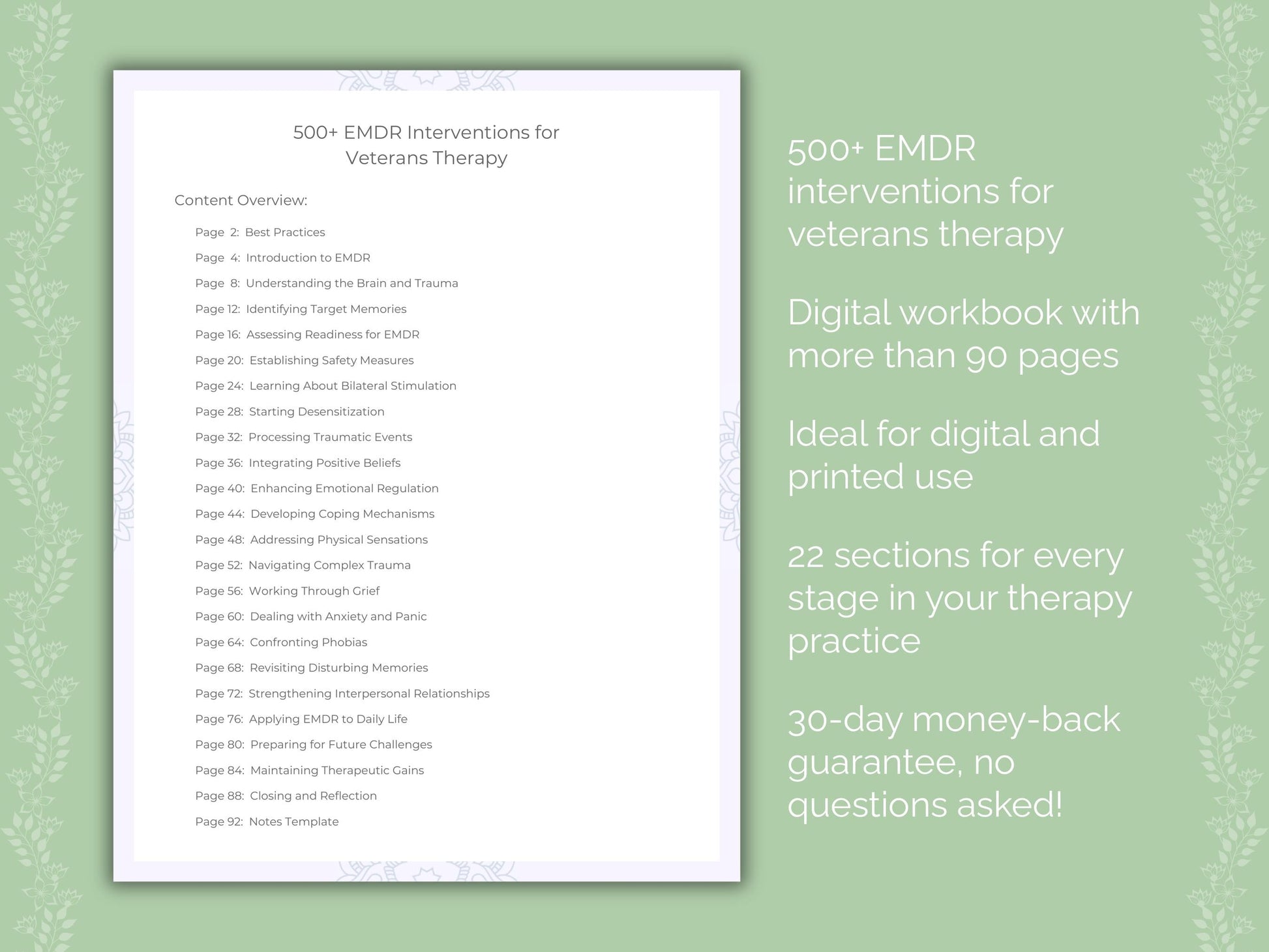 Veterans Eye Movement Desensitization and Reprocessing (EMDR) Therapist Worksheets