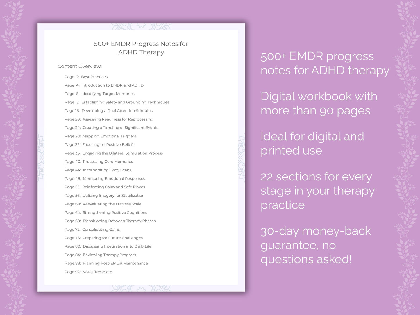 ADHD Eye Movement Desensitization and Reprocessing (EMDR) Therapist Worksheets