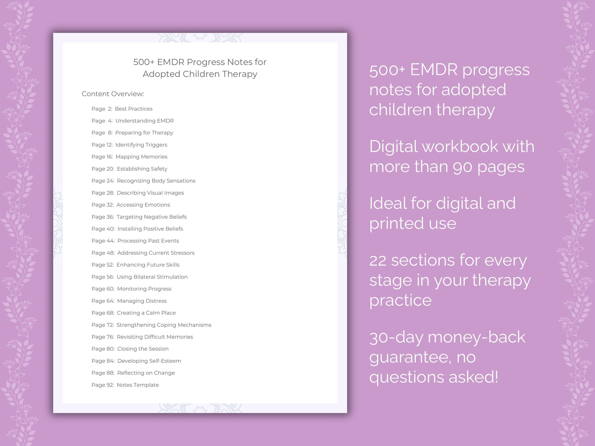 Adopted Children Eye Movement Desensitization and Reprocessing (EMDR) Therapist Worksheets