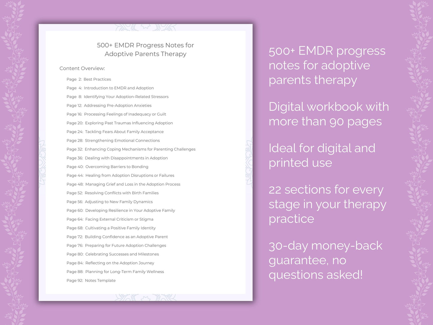 Adoptive Parents Eye Movement Desensitization and Reprocessing (EMDR) Therapist Worksheets