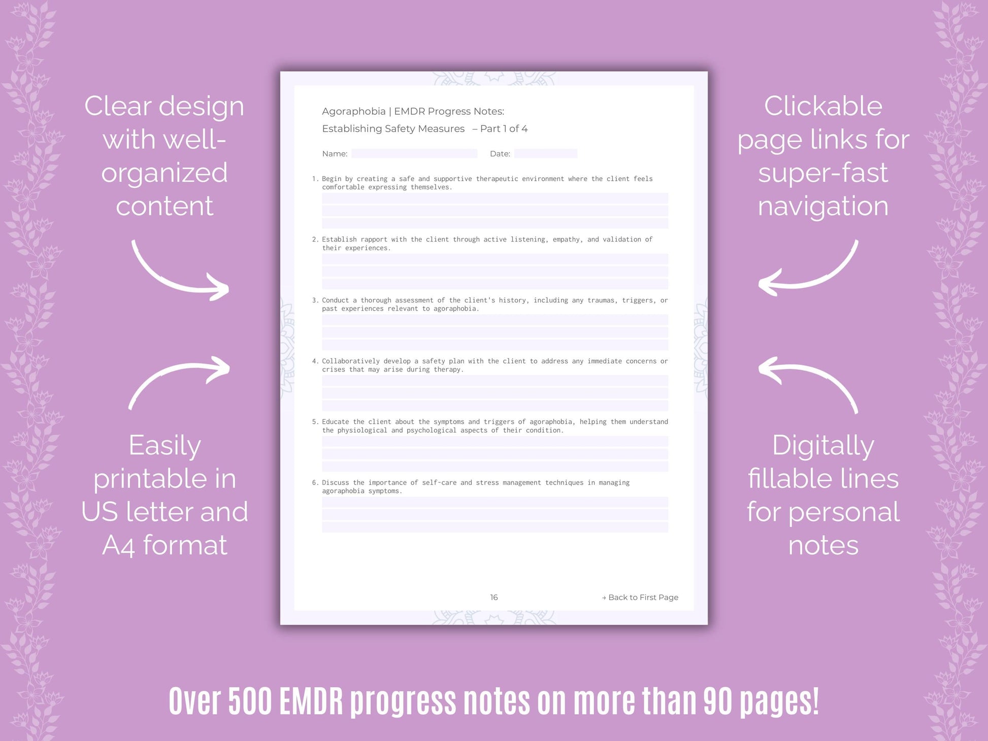 Agoraphobia Eye Movement Desensitization and Reprocessing (EMDR) Counseling Templates