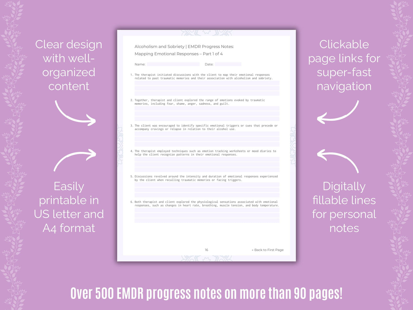 Alcoholism and Sobriety Eye Movement Desensitization and Reprocessing (EMDR) Counseling Templates