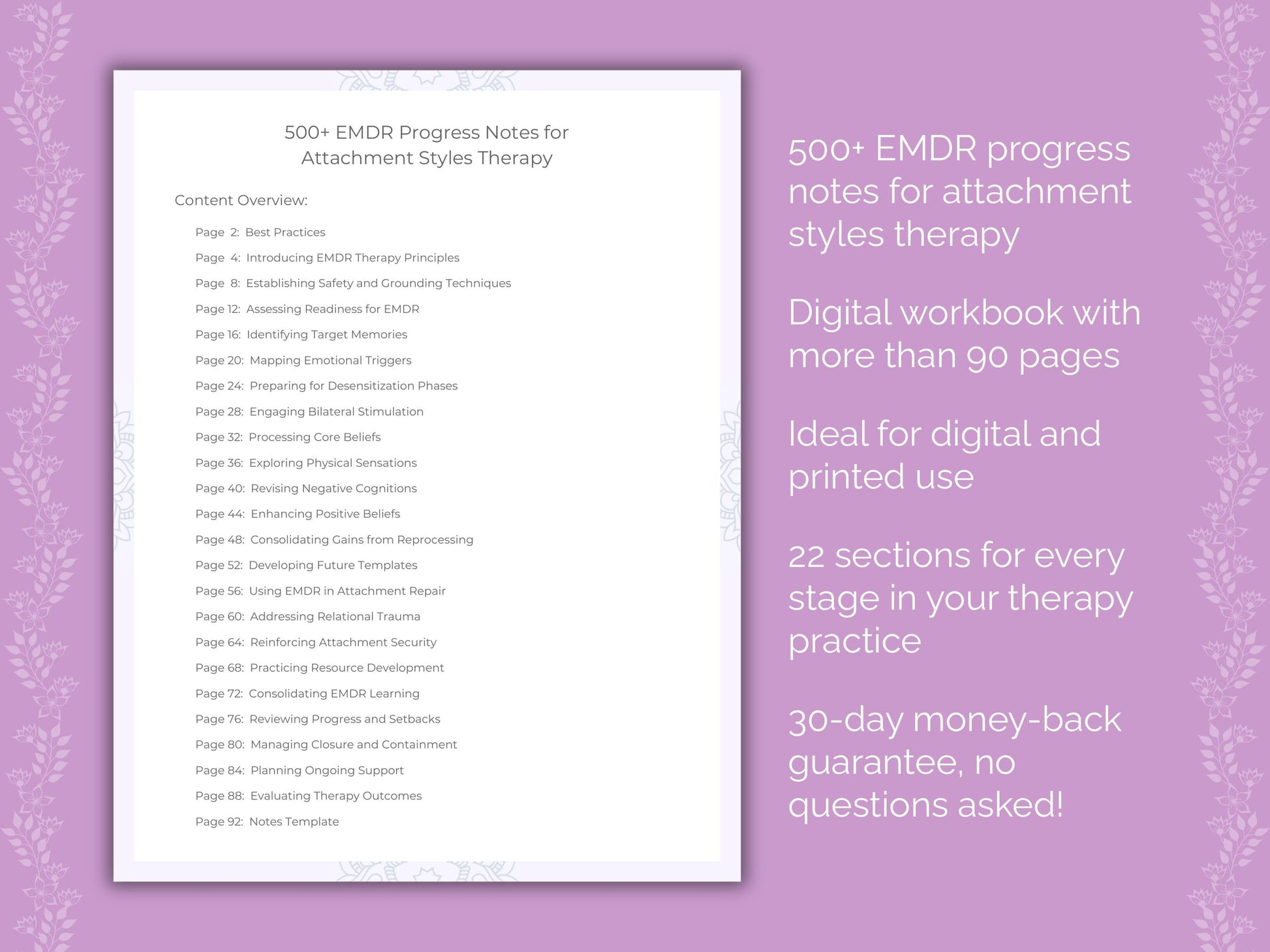 Attachment Styles Eye Movement Desensitization and Reprocessing (EMDR) Therapist Worksheets