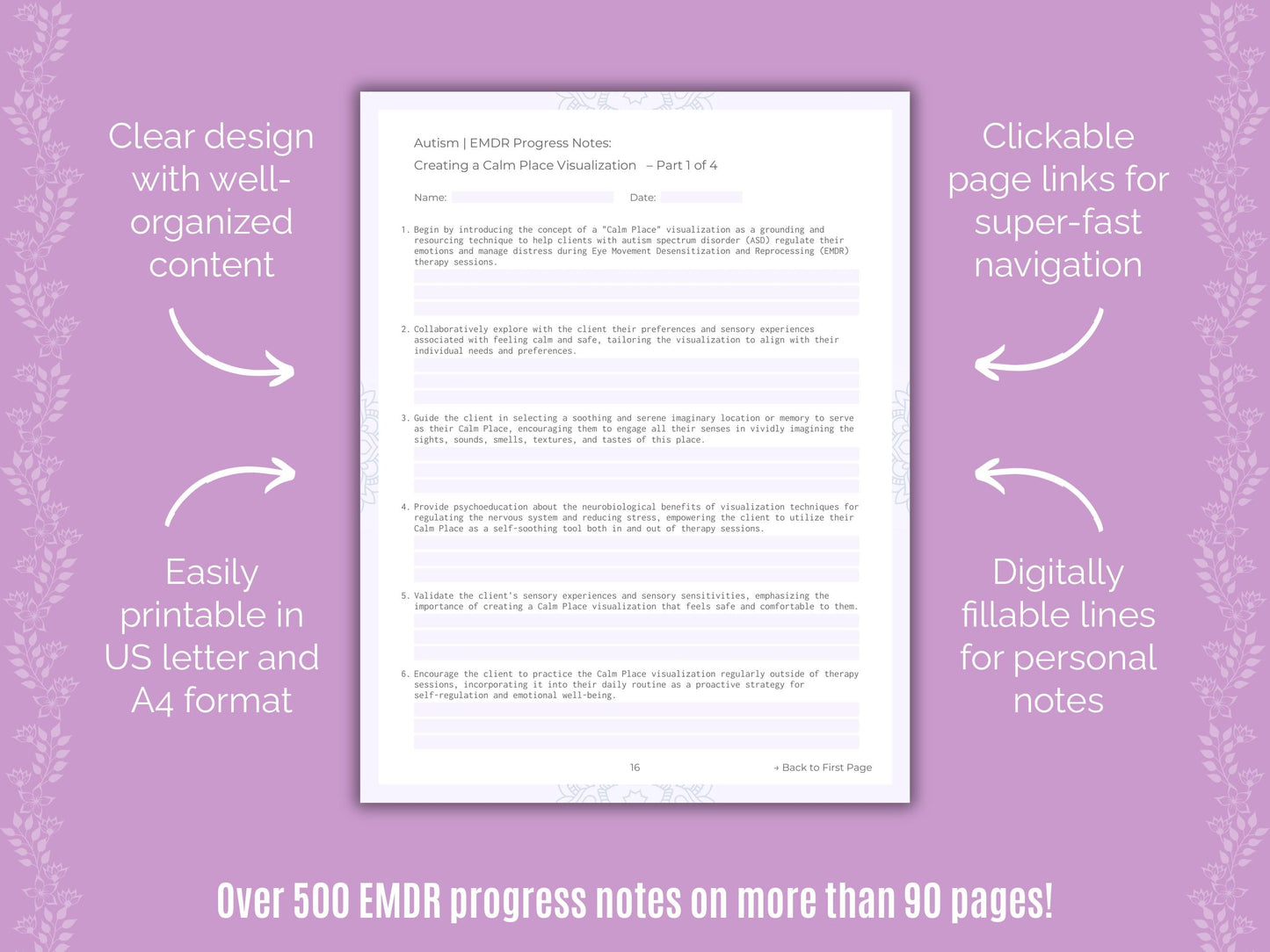 Autism Spectrum Disorder Eye Movement Desensitization and Reprocessing (EMDR) Counseling Templates