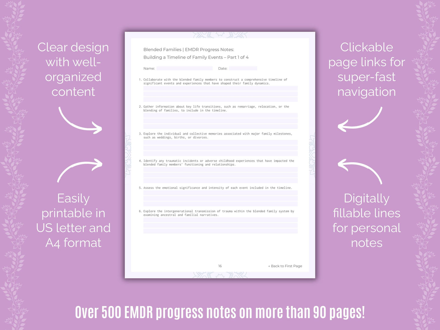 Blended Families Eye Movement Desensitization and Reprocessing (EMDR) Counseling Templates