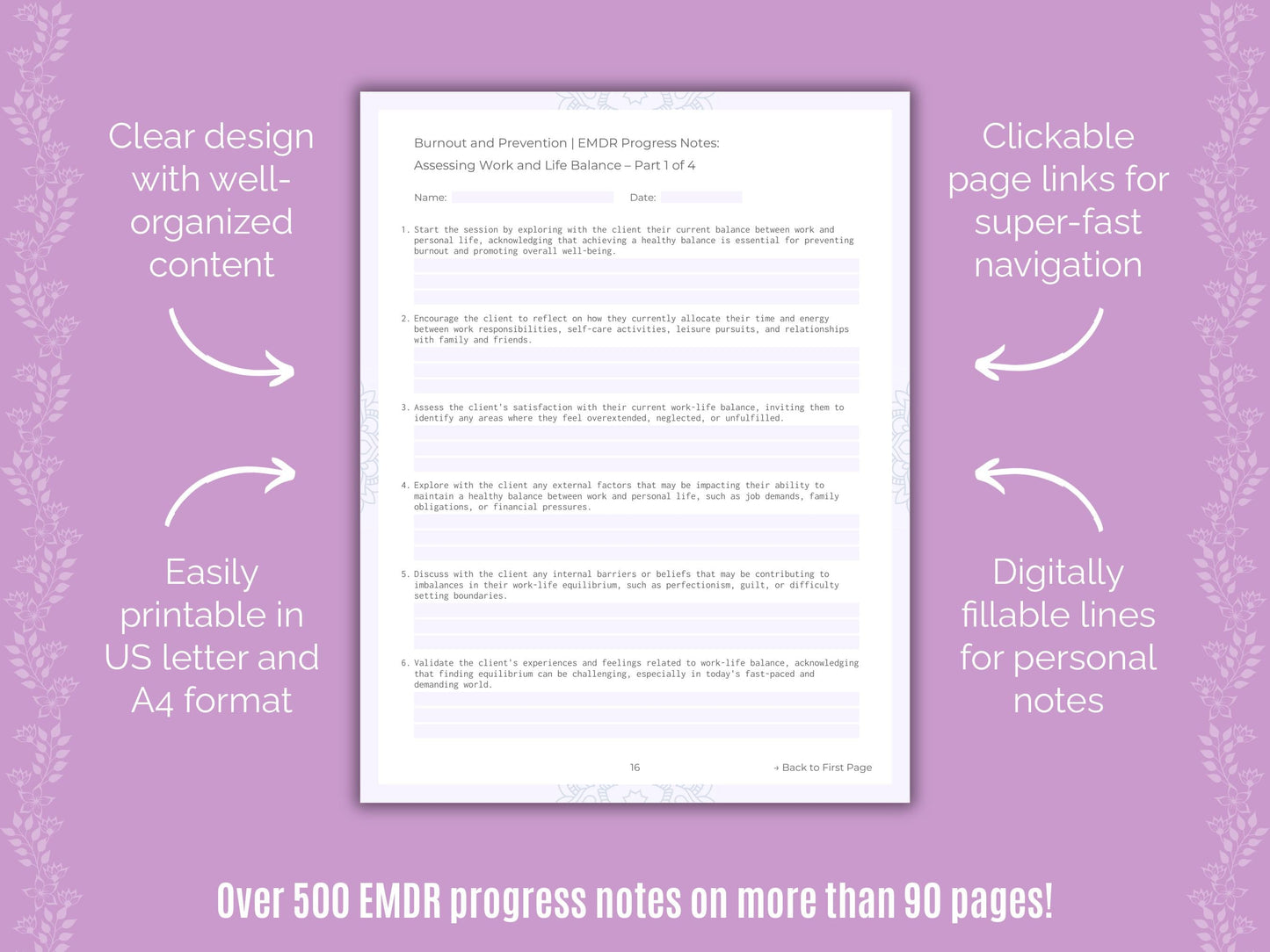 Burnout and Prevention Eye Movement Desensitization and Reprocessing (EMDR) Counseling Templates