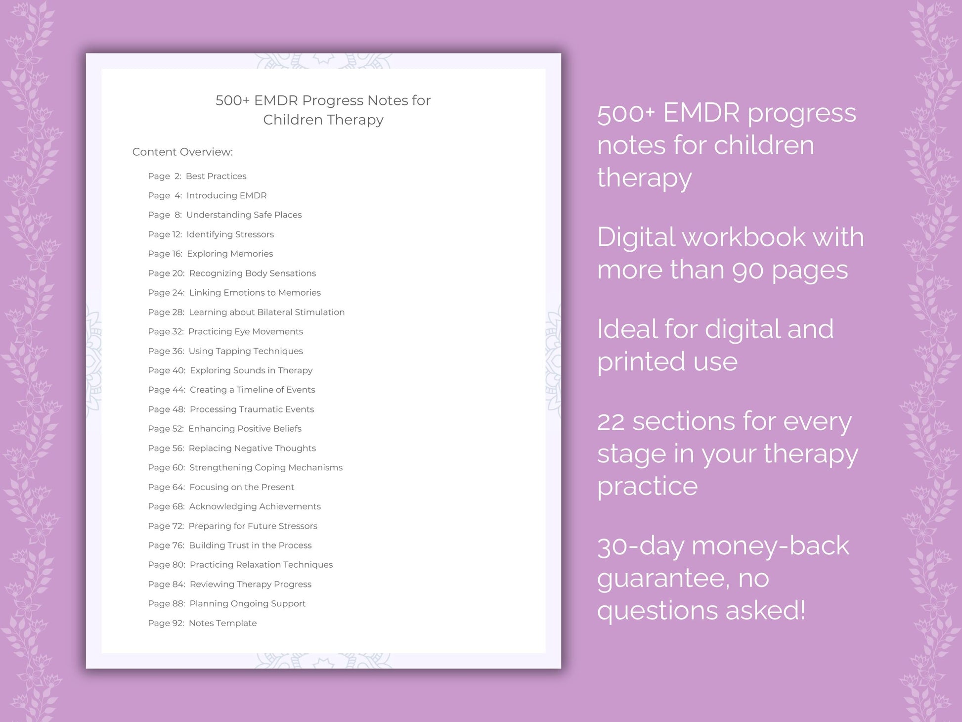 Children Eye Movement Desensitization and Reprocessing (EMDR) Therapist Worksheets