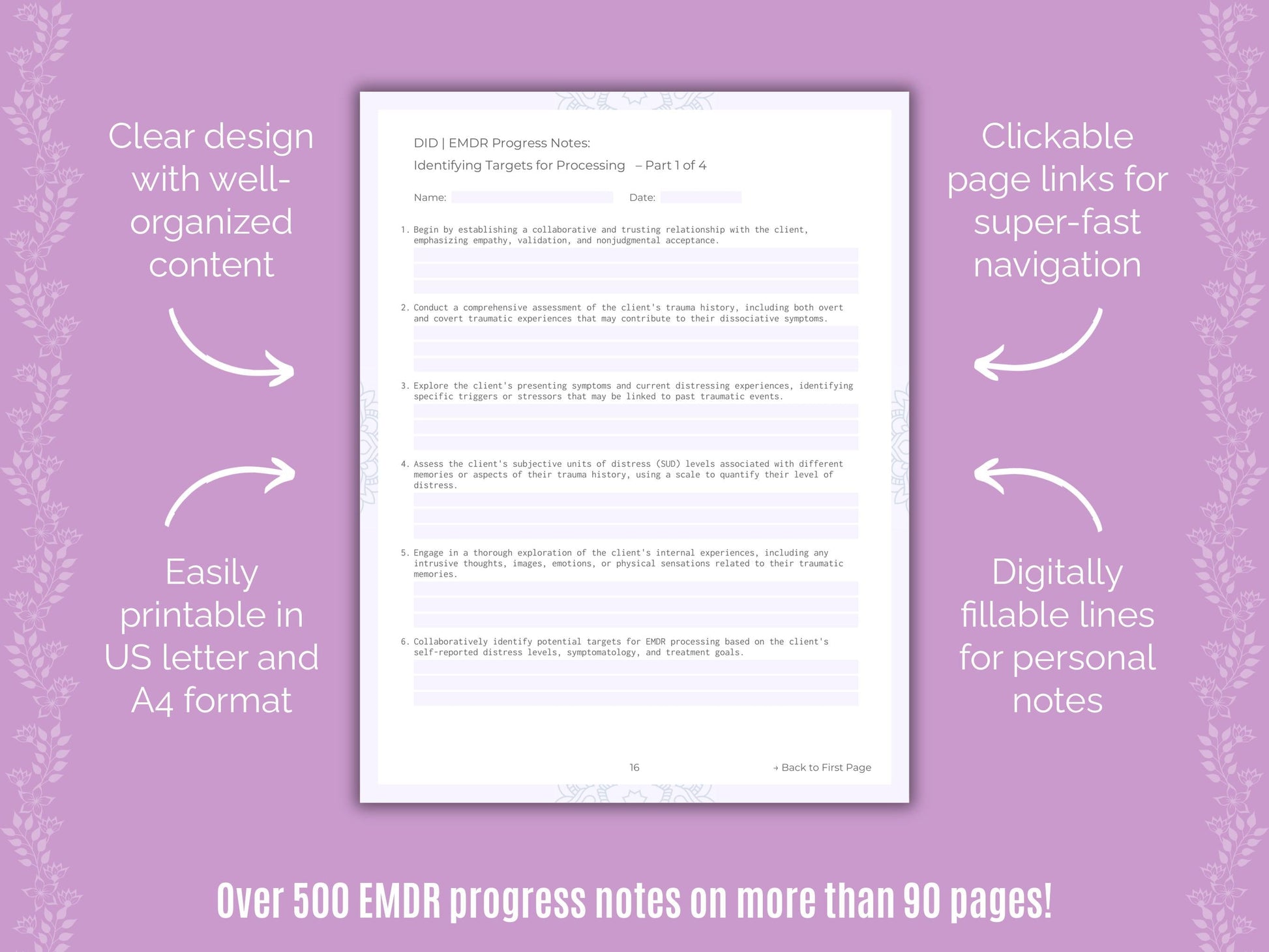 Dissociative Identity Disorder (DID) Eye Movement Desensitization and Reprocessing (EMDR) Counseling Templates
