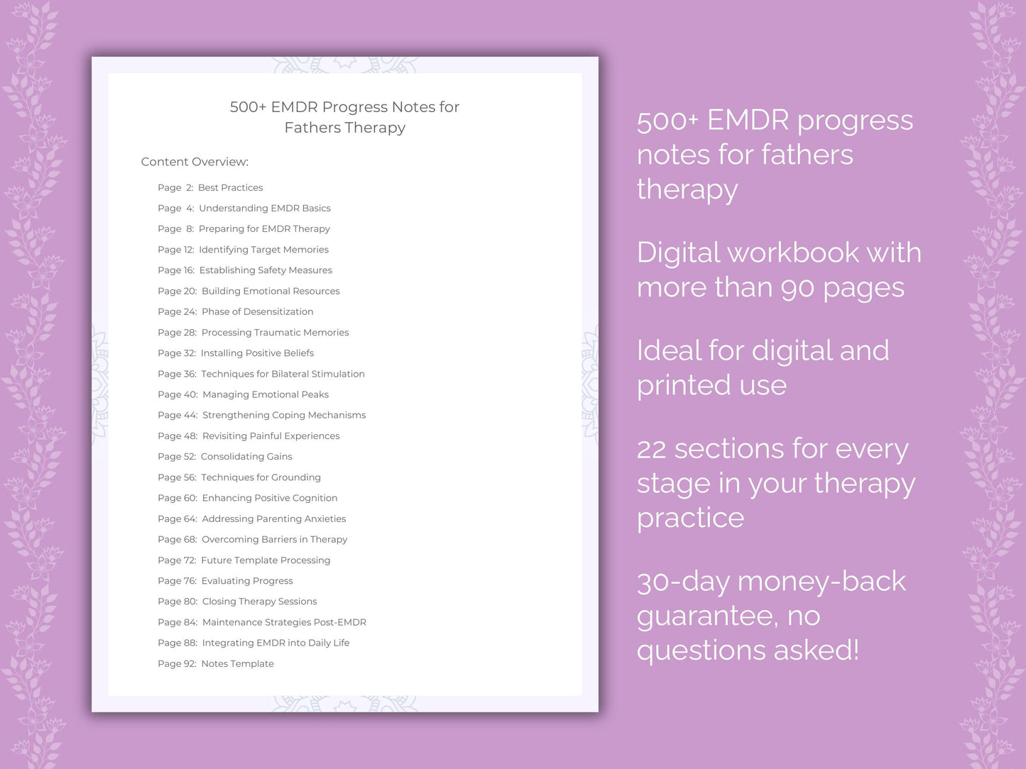 Fathers Eye Movement Desensitization and Reprocessing (EMDR) Therapist Worksheets