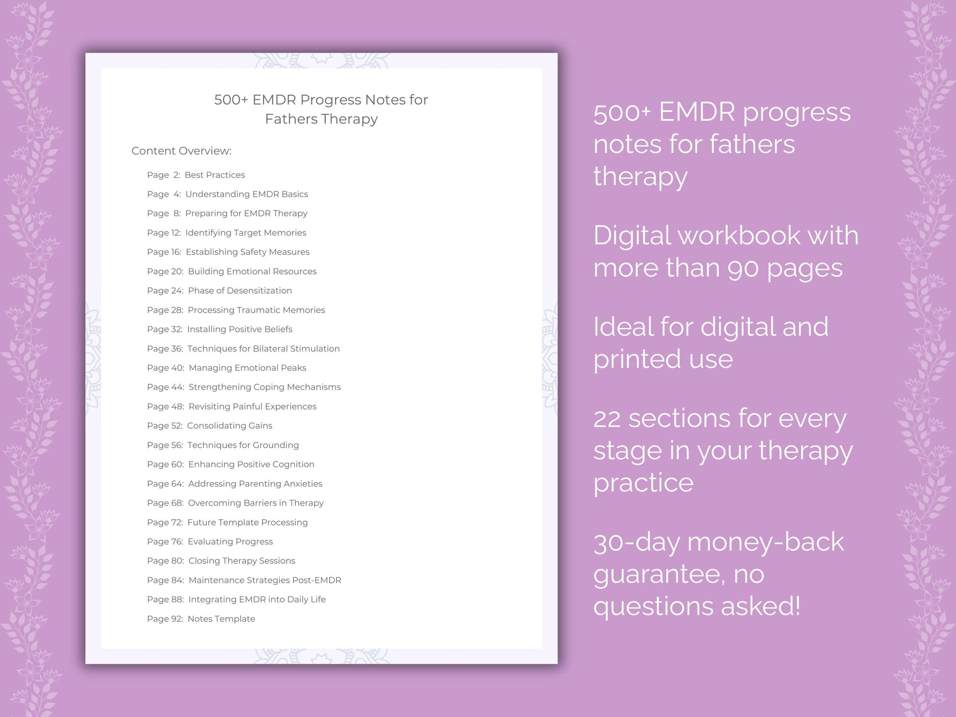 Fathers Eye Movement Desensitization and Reprocessing (EMDR) Therapist Worksheets