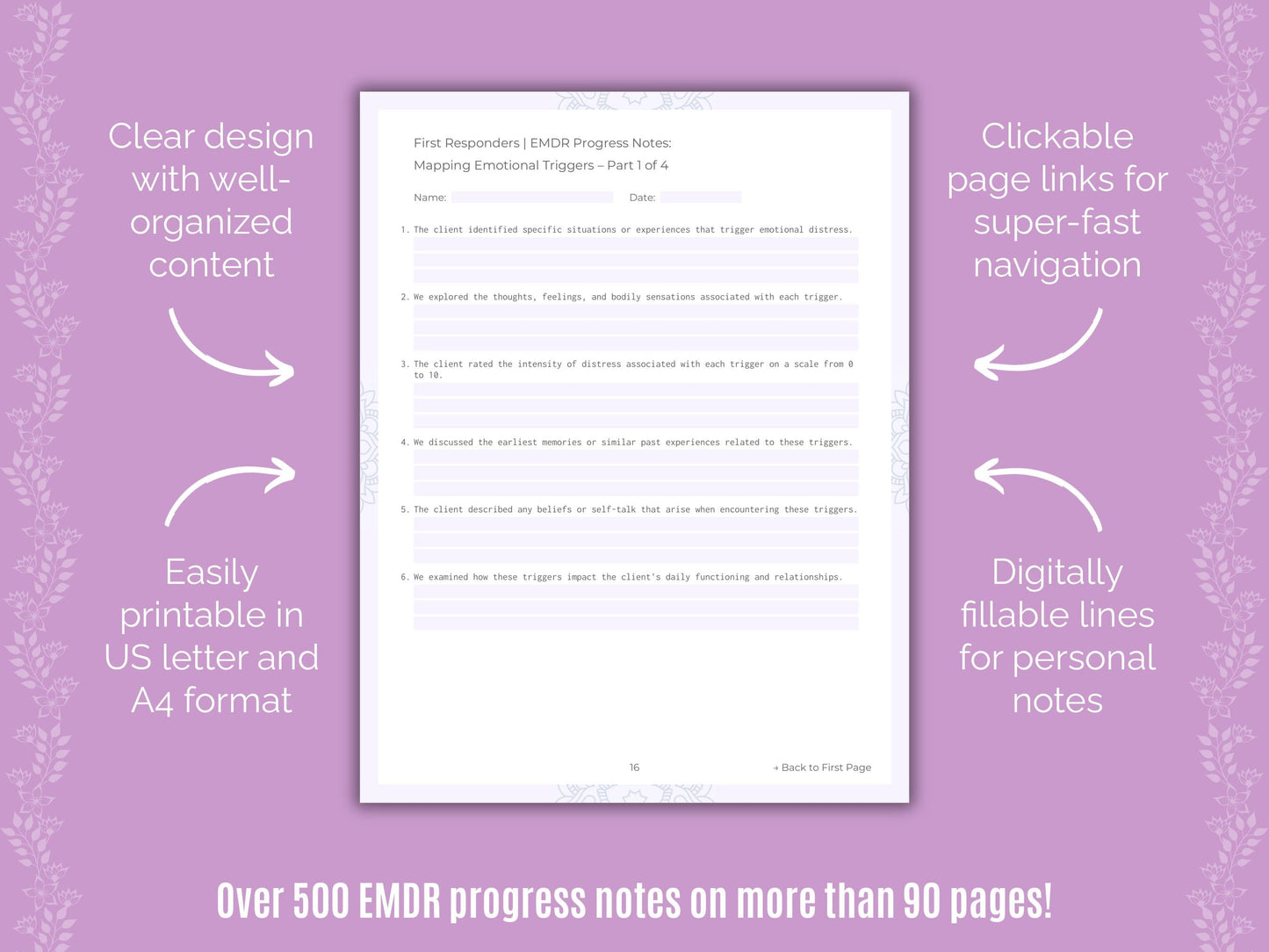 First Responders Eye Movement Desensitization and Reprocessing (EMDR) Counseling Templates