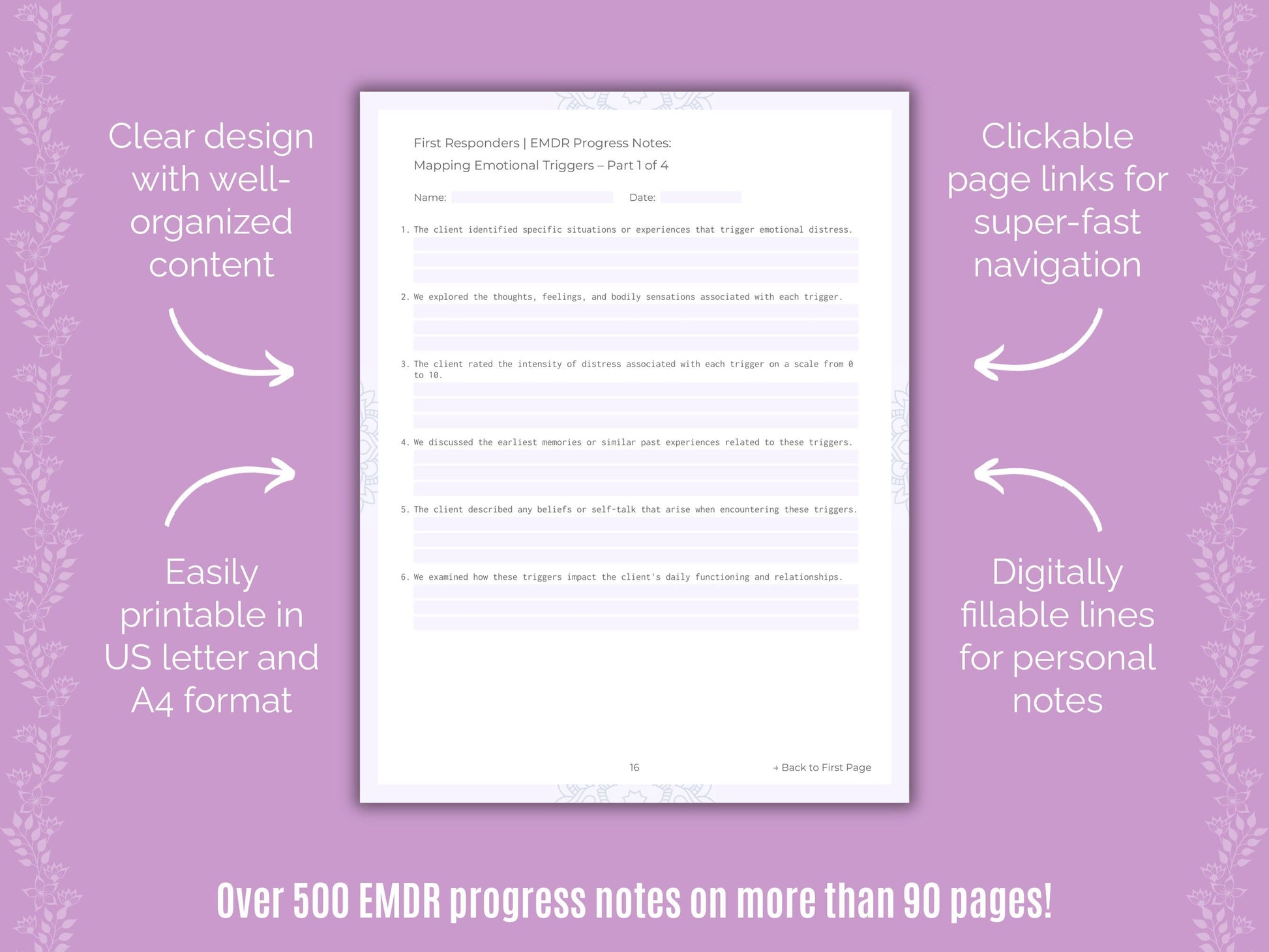 First Responders Eye Movement Desensitization and Reprocessing (EMDR) Counseling Templates