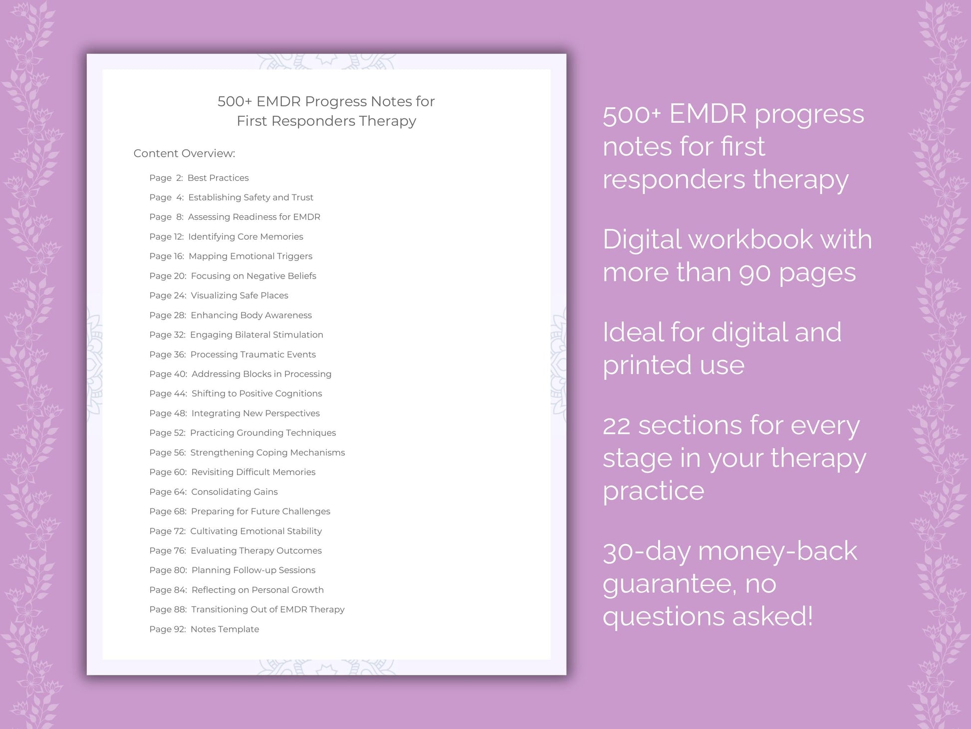 First Responders Eye Movement Desensitization and Reprocessing (EMDR) Therapist Worksheets