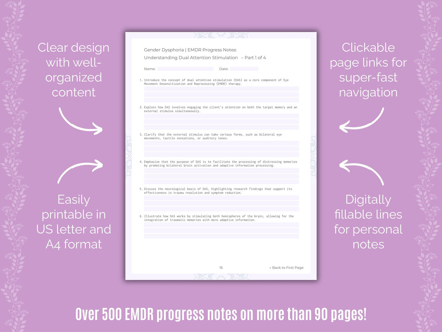 Gender Dysphoria Eye Movement Desensitization and Reprocessing (EMDR) Counseling Templates