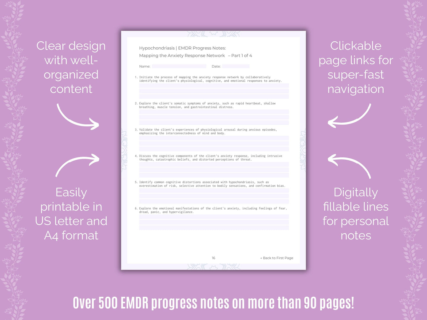 Hypochondriasis Eye Movement Desensitization and Reprocessing (EMDR) Counseling Templates