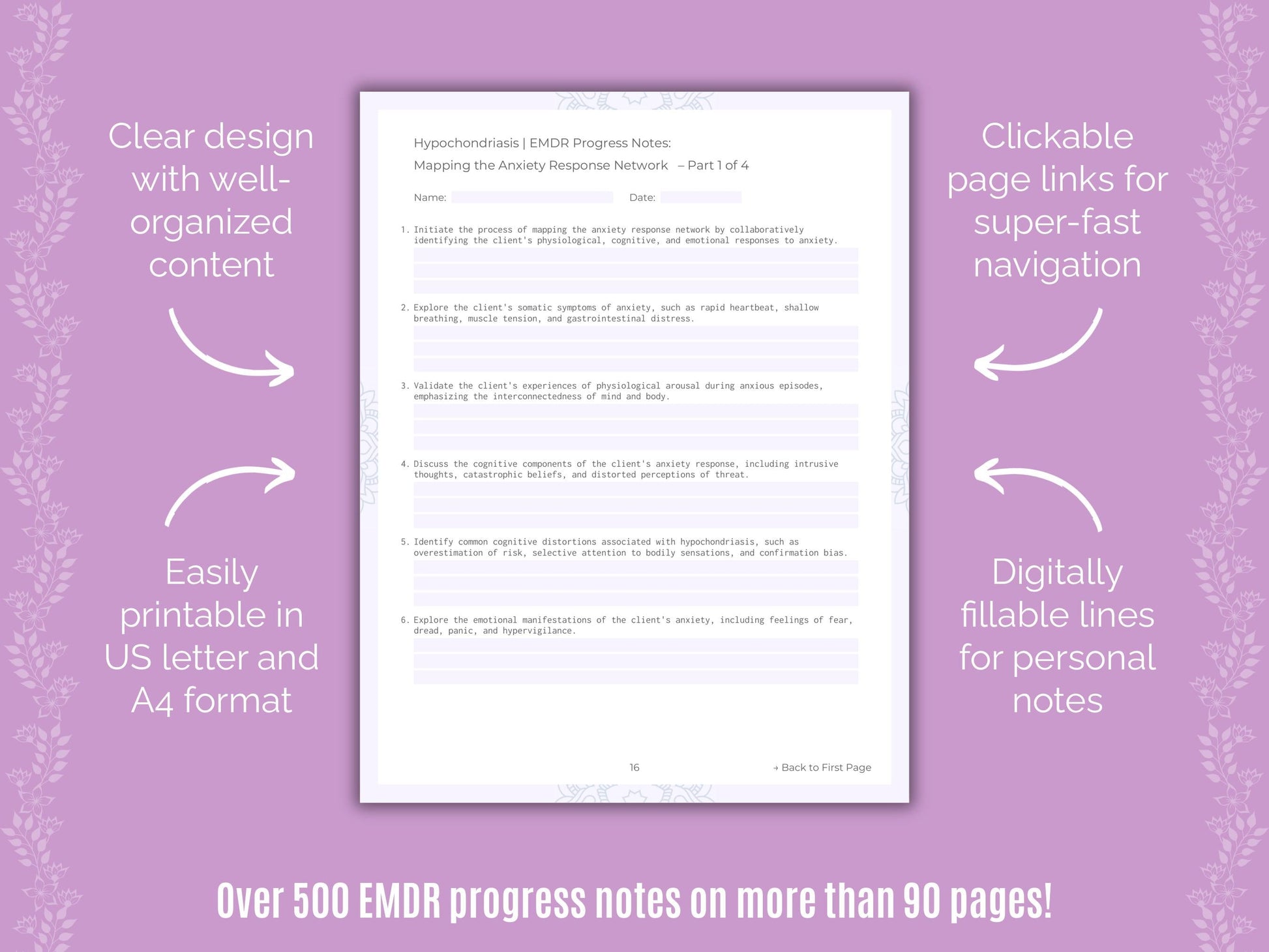 Hypochondriasis Eye Movement Desensitization and Reprocessing (EMDR) Counseling Templates