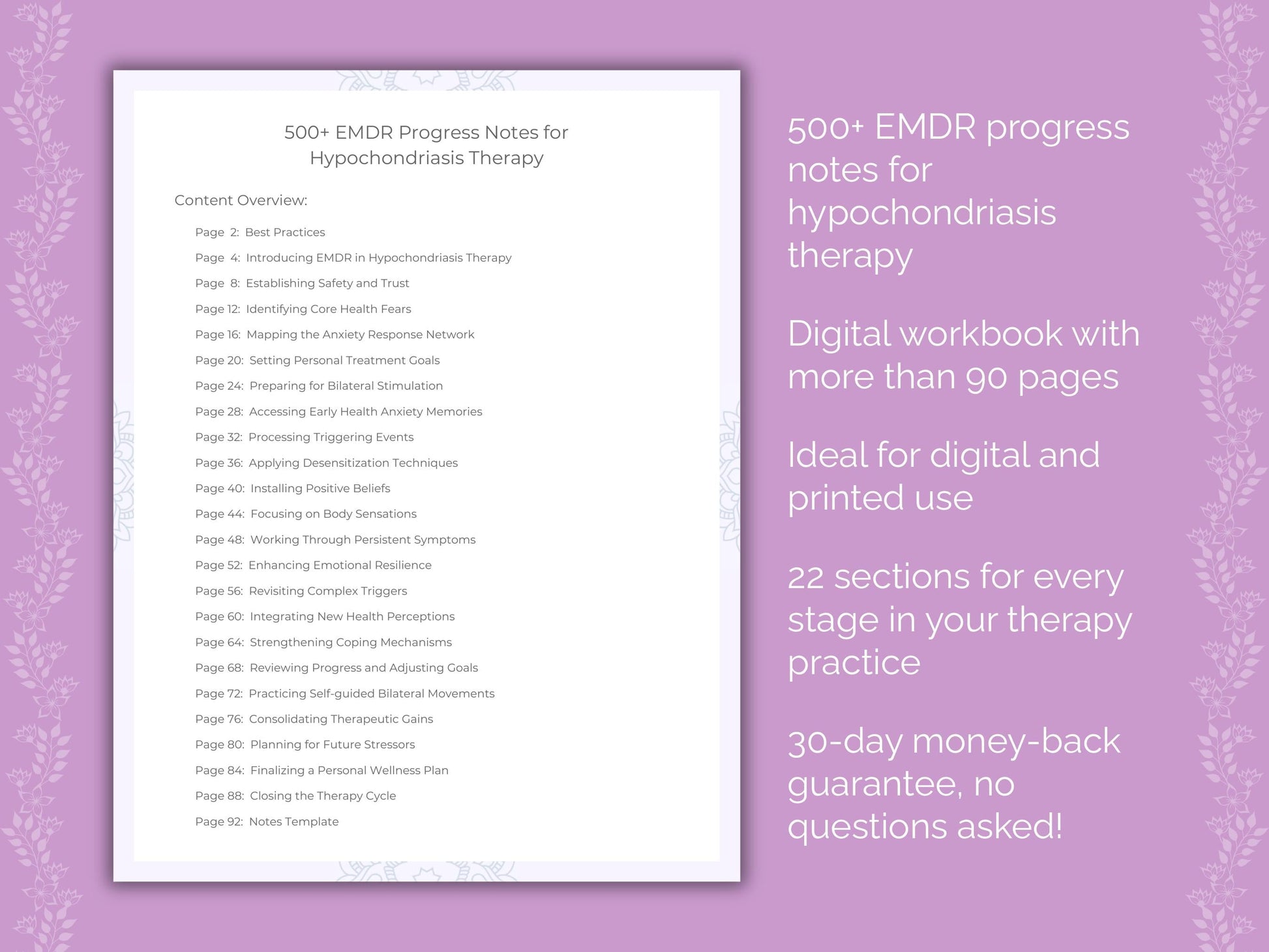 Hypochondriasis Eye Movement Desensitization and Reprocessing (EMDR) Therapist Worksheets