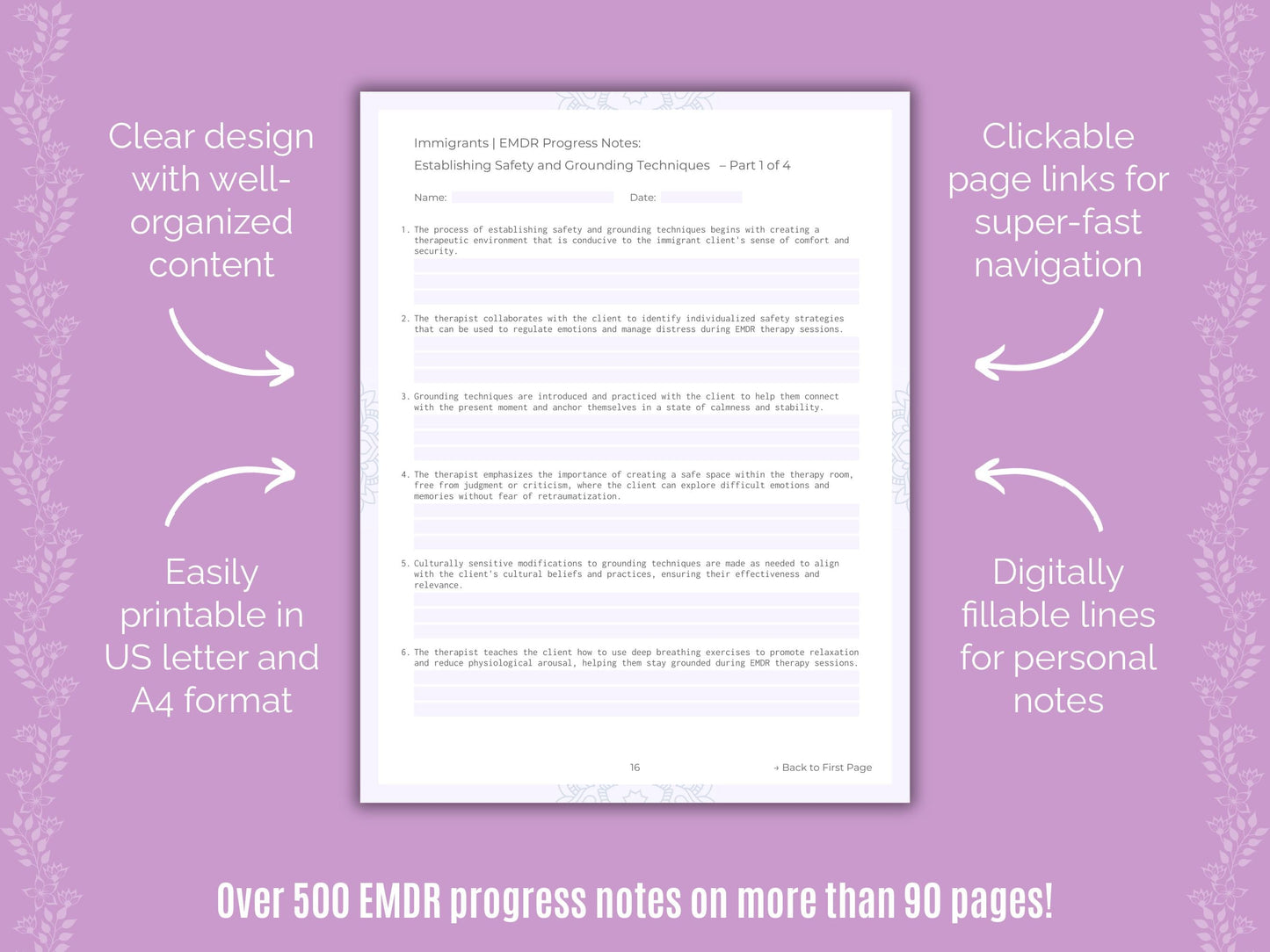 Immigrants Eye Movement Desensitization and Reprocessing (EMDR) Counseling Templates