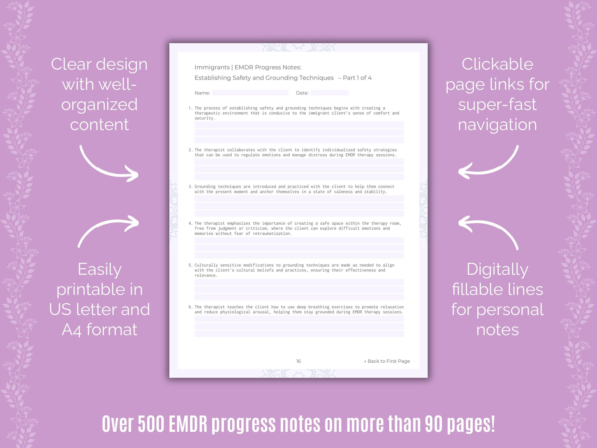 Immigrants Eye Movement Desensitization and Reprocessing (EMDR) Counseling Templates