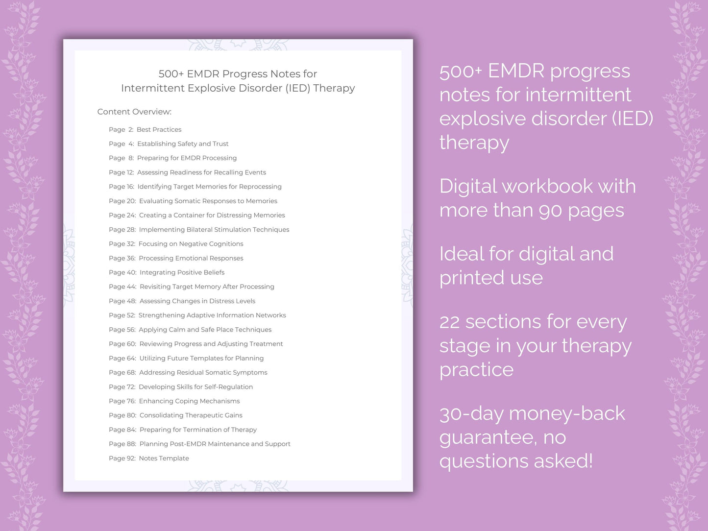 Intermittent Explosive Disorder (IED) Eye Movement Desensitization and Reprocessing (EMDR) Therapist Worksheets