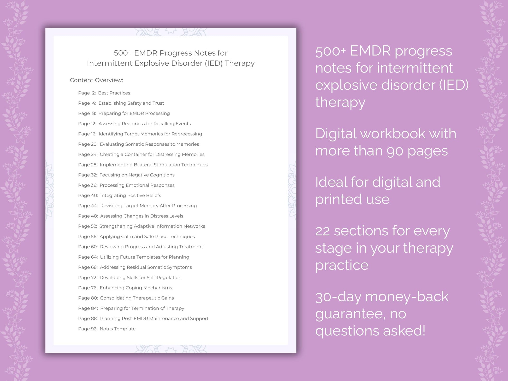 Intermittent Explosive Disorder (IED) Eye Movement Desensitization and Reprocessing (EMDR) Therapist Worksheets