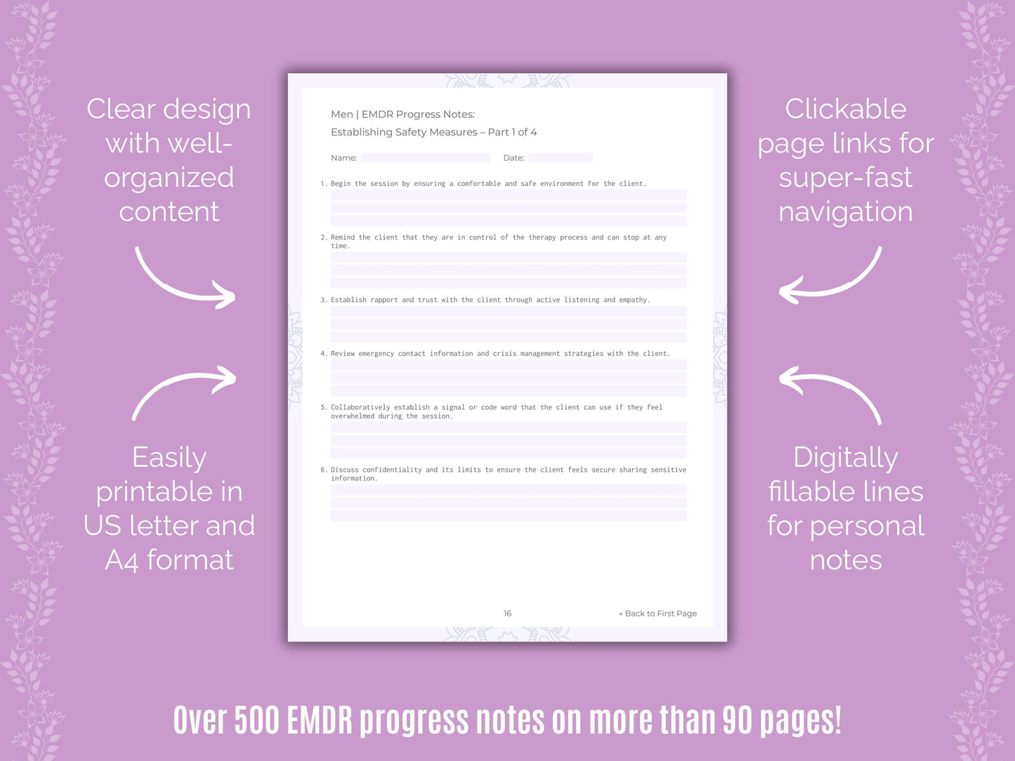 Men Eye Movement Desensitization and Reprocessing (EMDR) Counseling Templates