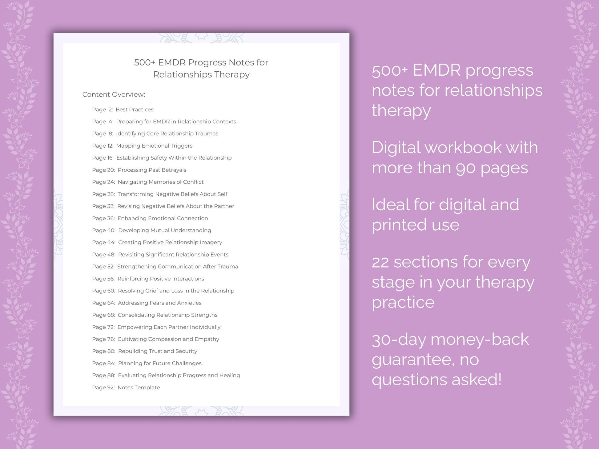 Relationships Eye Movement Desensitization and Reprocessing (EMDR) Therapist Worksheets