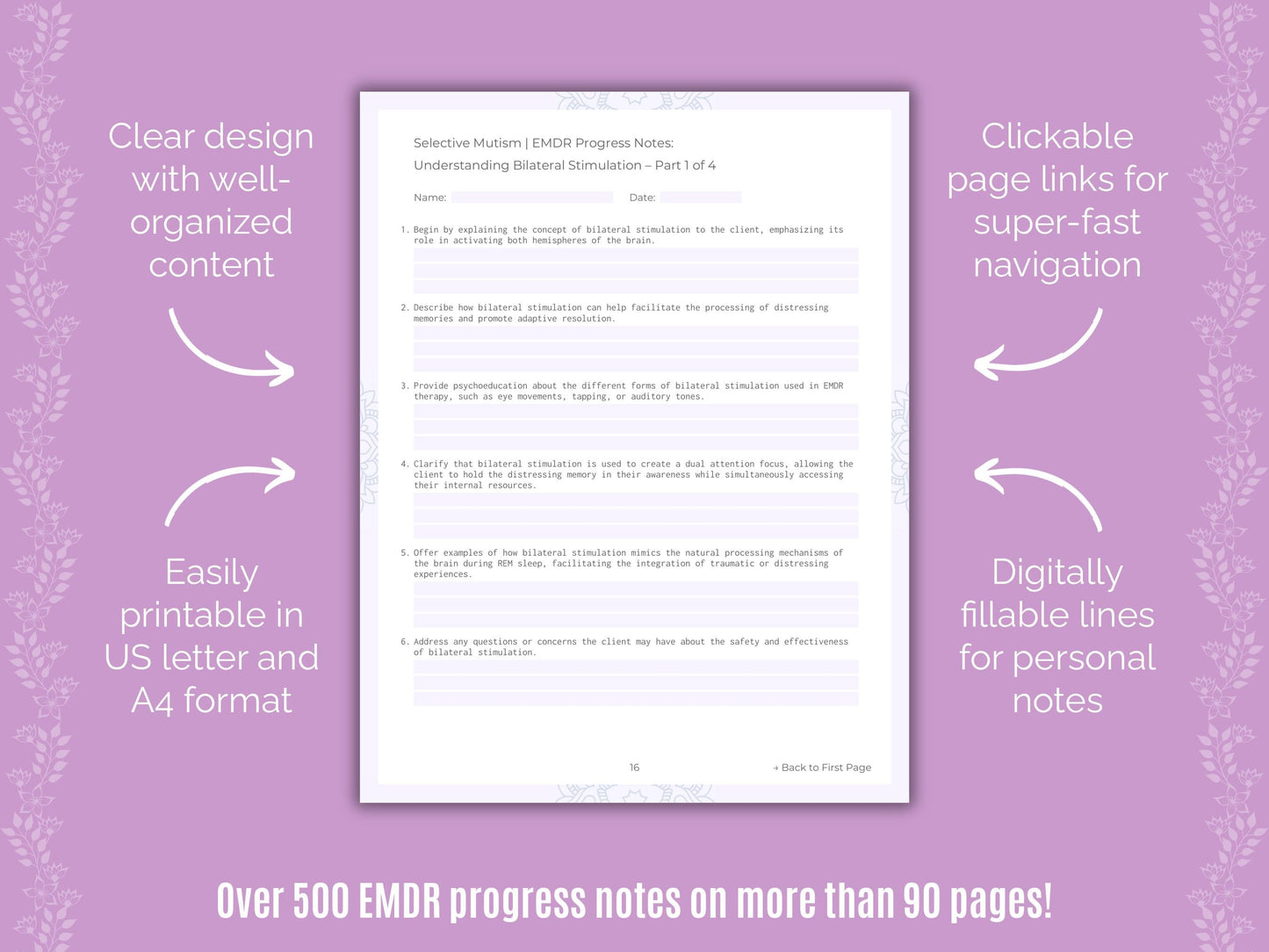 Selective Mutism Eye Movement Desensitization and Reprocessing (EMDR) Counseling Templates