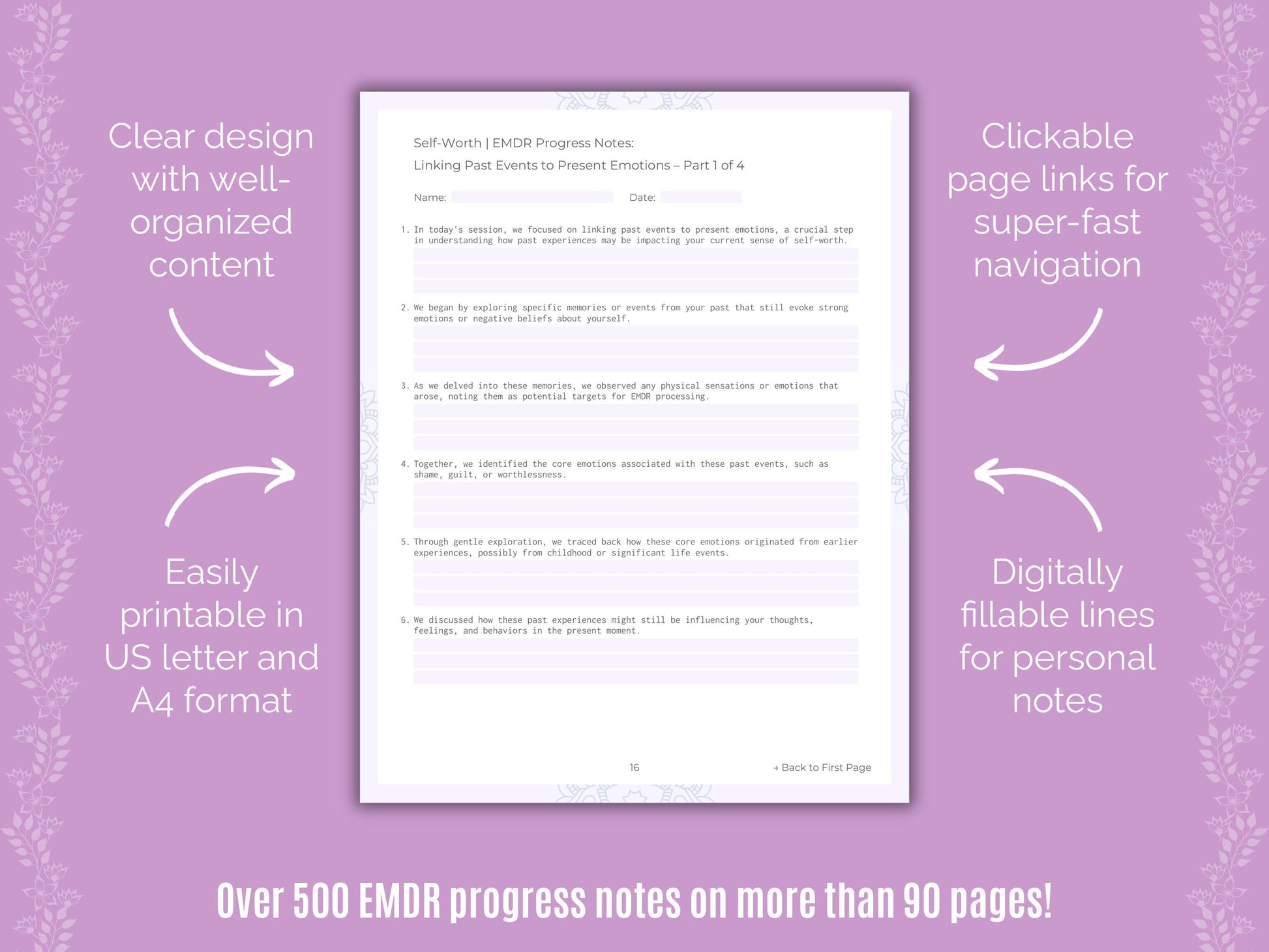 Self-Worth Eye Movement Desensitization and Reprocessing (EMDR) Counseling Templates