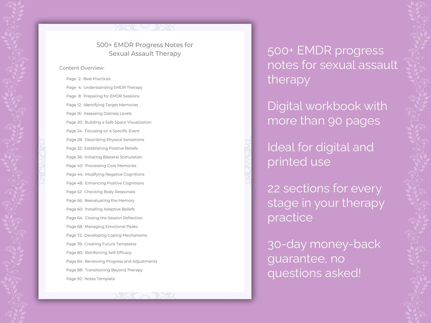 Sexual Assault Eye Movement Desensitization and Reprocessing (EMDR) Therapist Worksheets