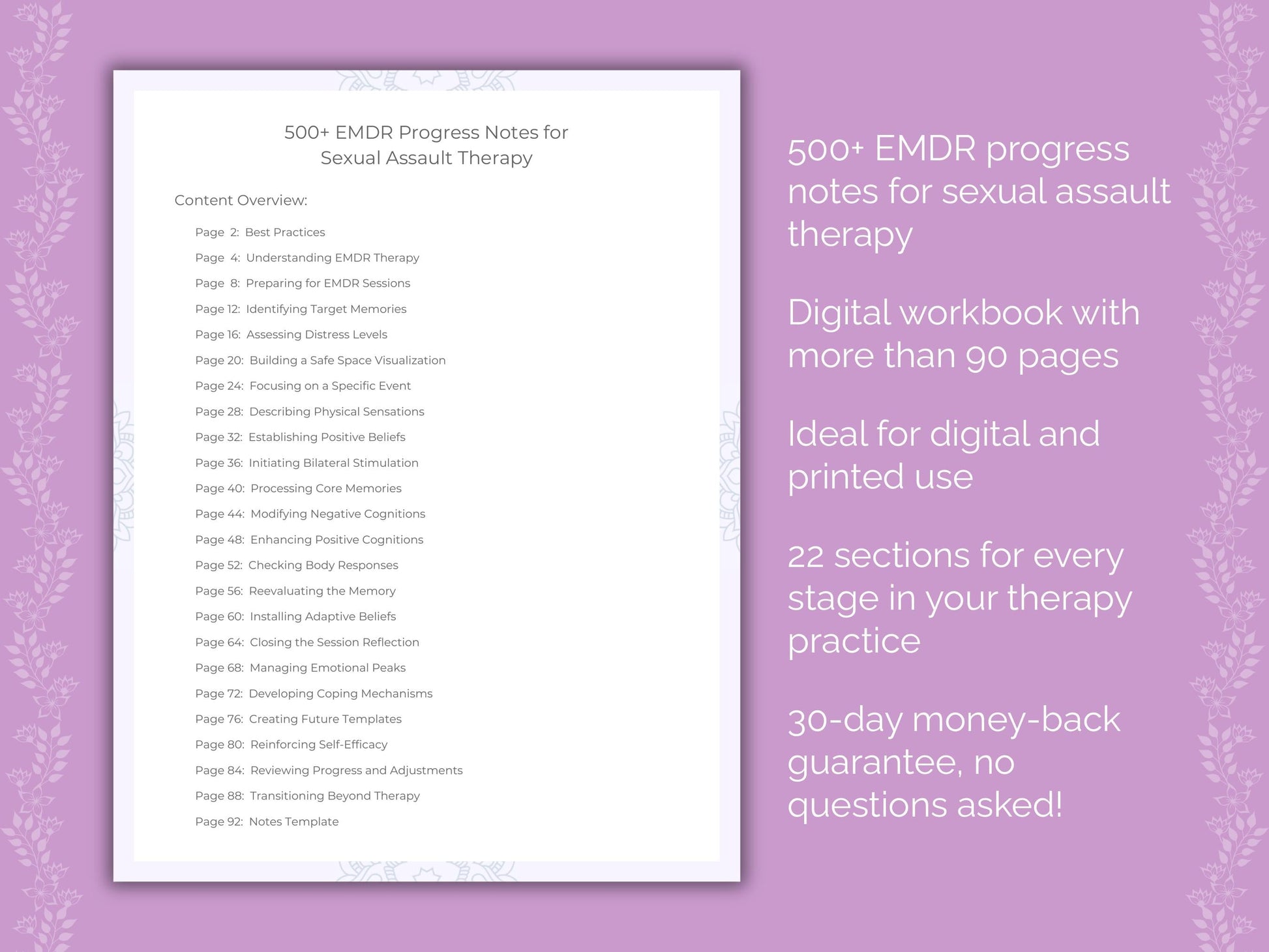 Sexual Assault Eye Movement Desensitization and Reprocessing (EMDR) Therapist Worksheets