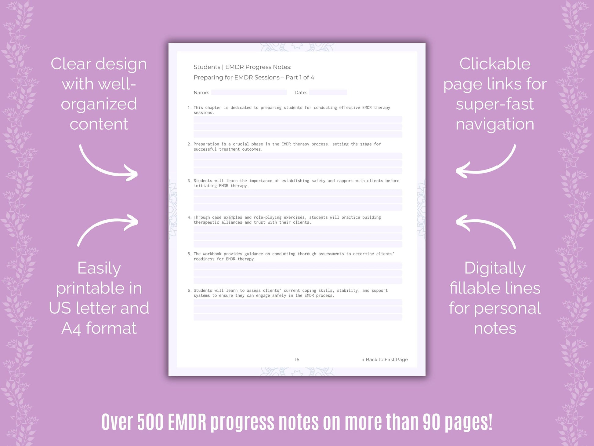 Students Eye Movement Desensitization and Reprocessing (EMDR) Counseling Templates