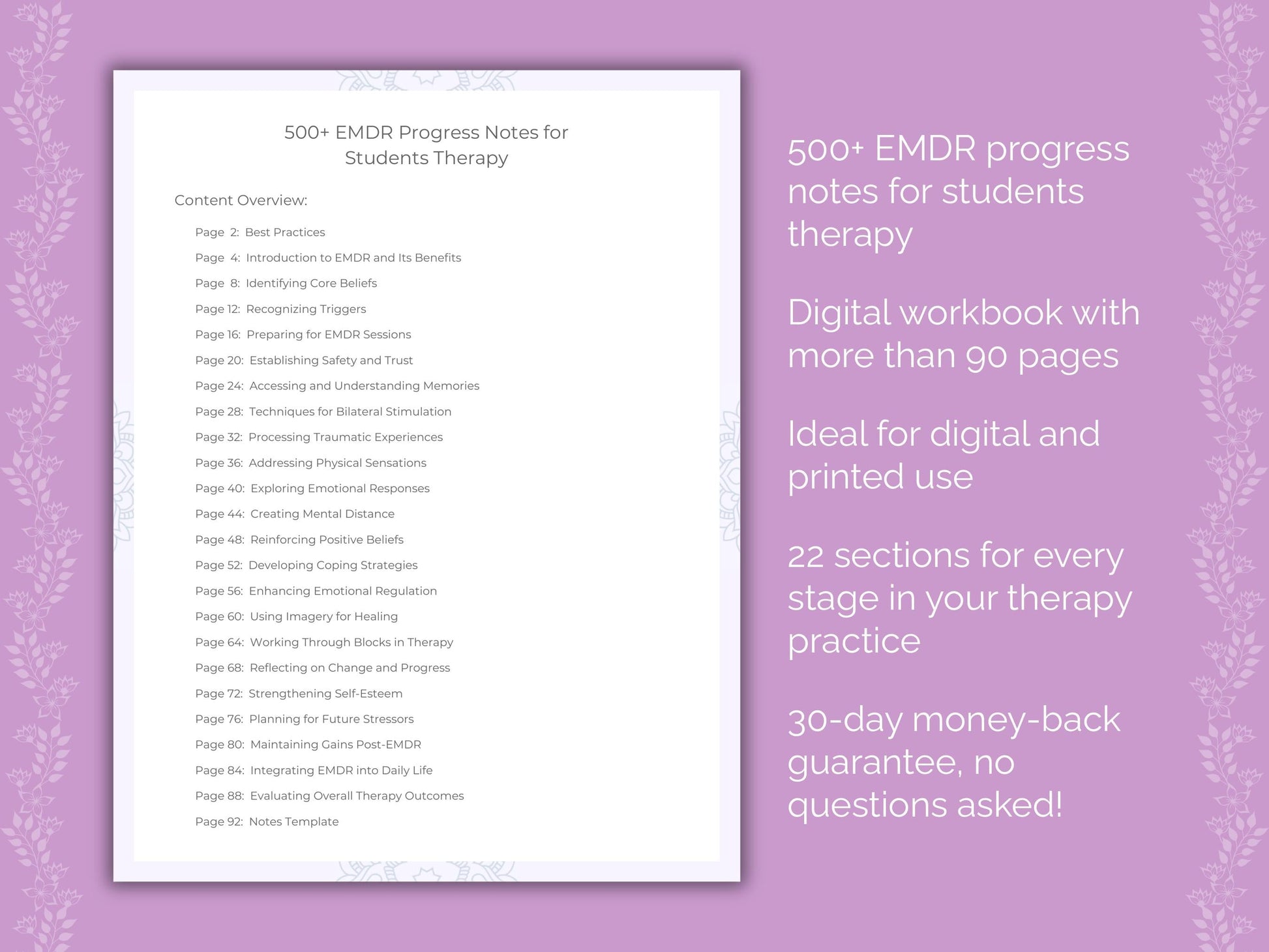 Students Eye Movement Desensitization and Reprocessing (EMDR) Therapist Worksheets