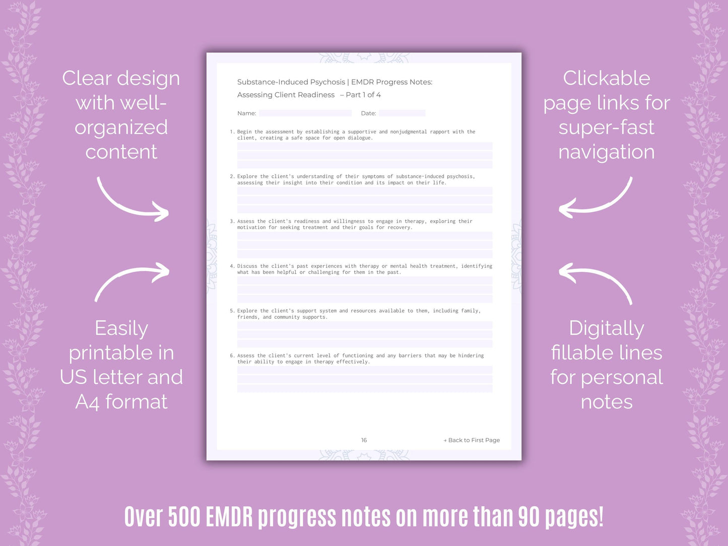 Substance-Induced Psychosis Eye Movement Desensitization and Reprocessing (EMDR) Counseling Templates