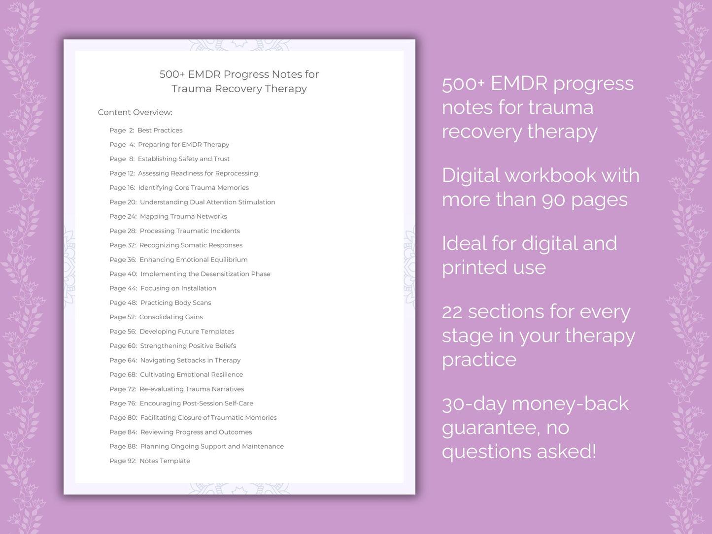 Trauma Recovery Eye Movement Desensitization and Reprocessing (EMDR) Therapist Worksheets