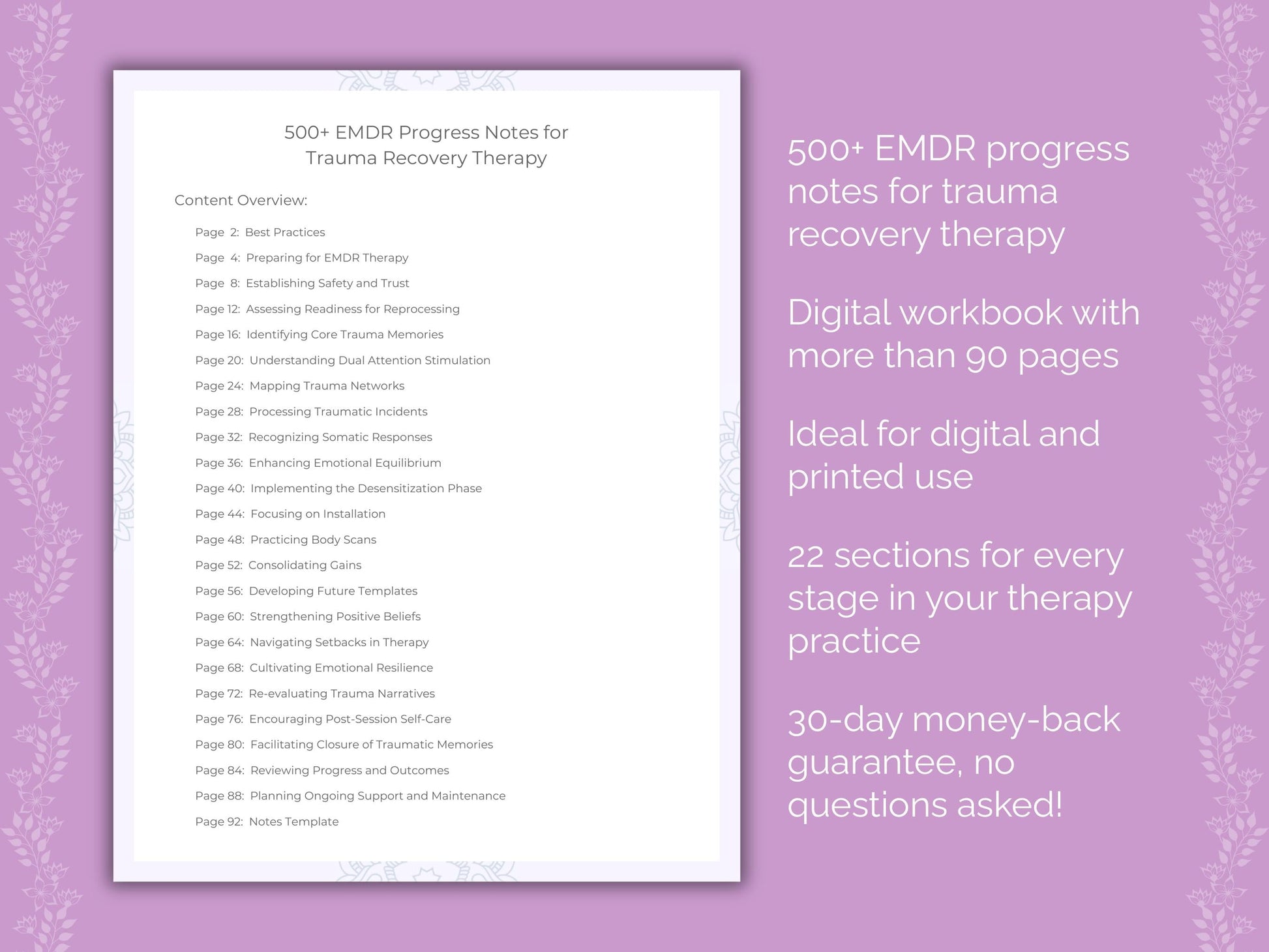 Trauma Recovery Eye Movement Desensitization and Reprocessing (EMDR) Therapist Worksheets