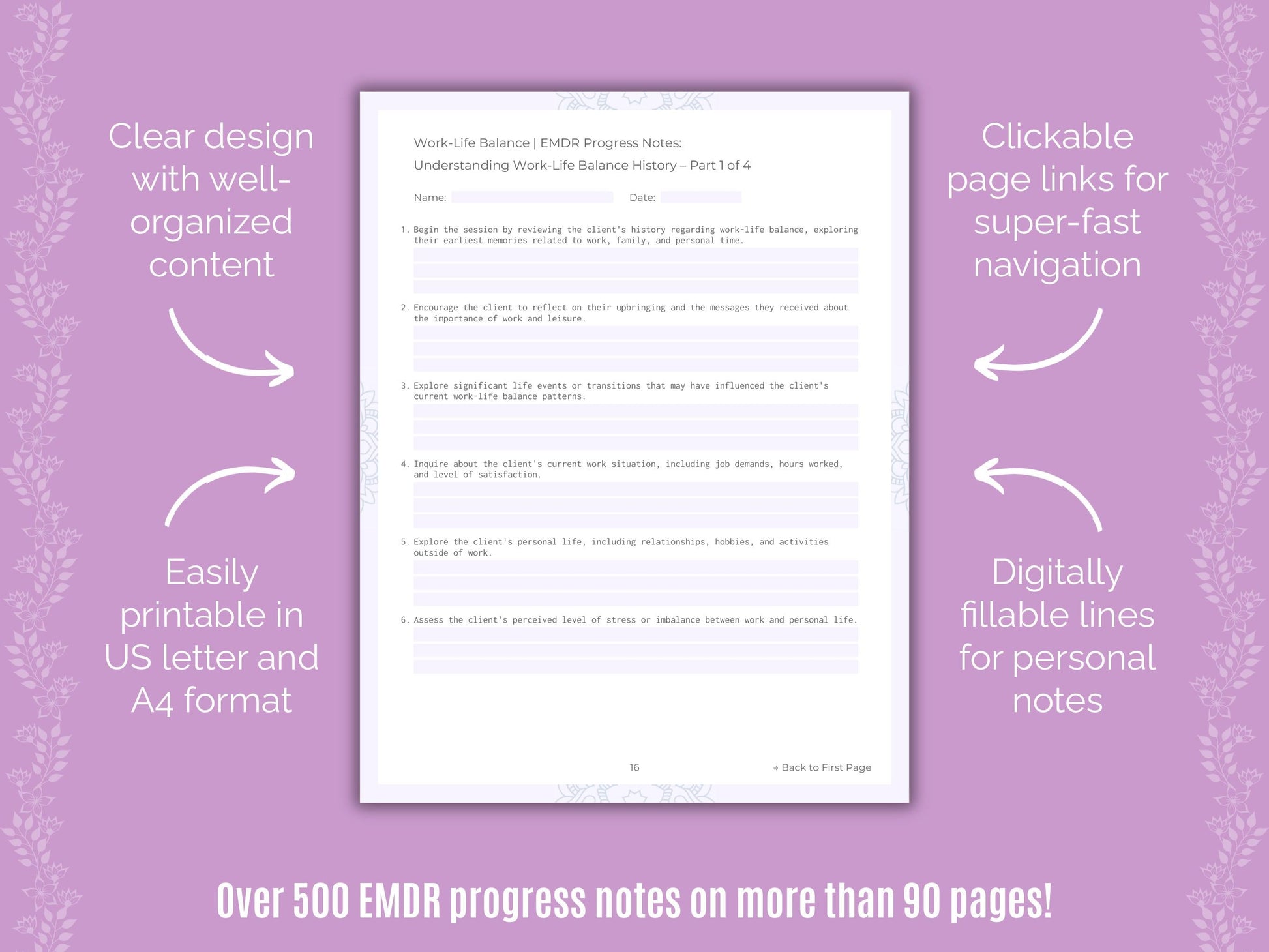 Work-Life Balance Eye Movement Desensitization and Reprocessing (EMDR) Counseling Templates