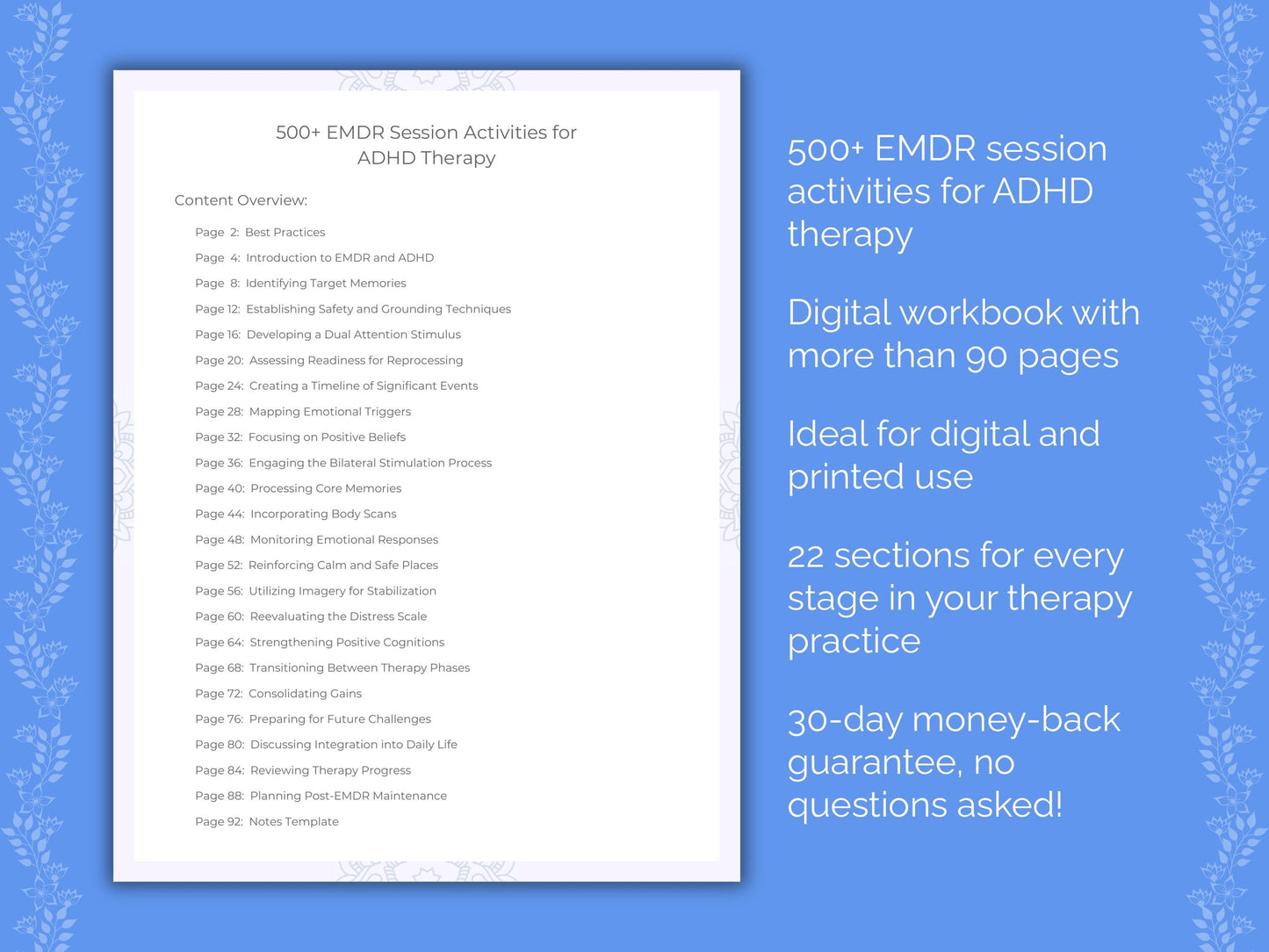 ADHD Eye Movement Desensitization and Reprocessing (EMDR) Therapist Worksheets