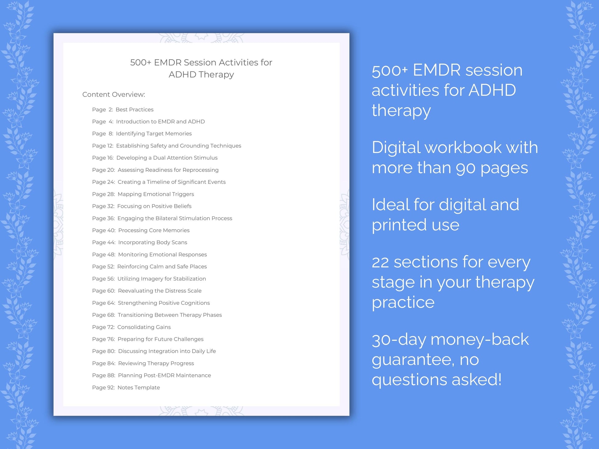 ADHD Eye Movement Desensitization and Reprocessing (EMDR) Therapist Worksheets