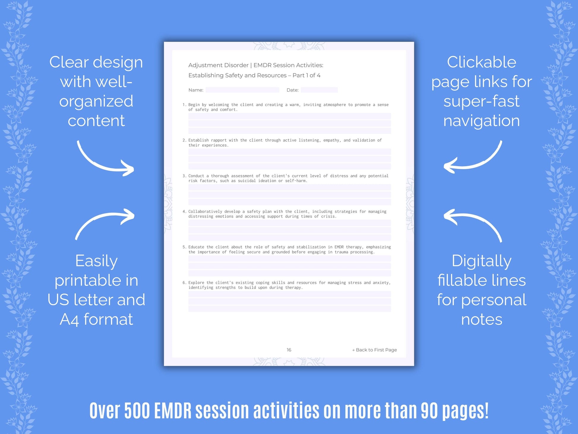 Adjustment Disorder Eye Movement Desensitization and Reprocessing (EMDR) Counseling Templates