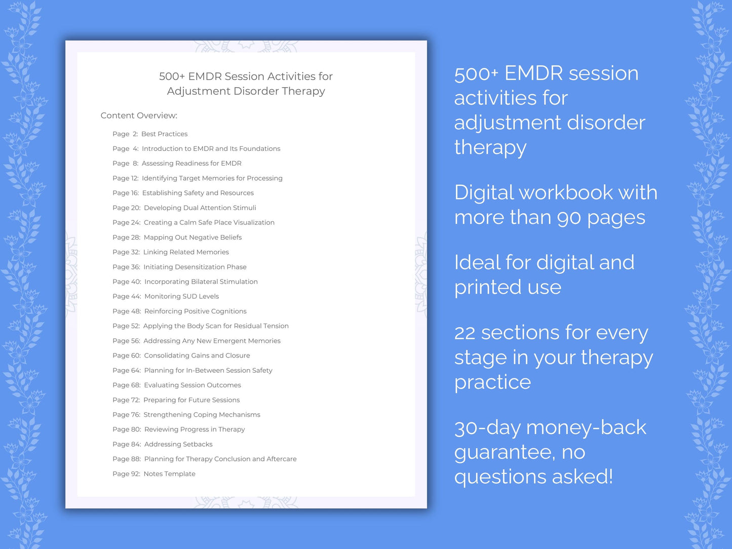 Adjustment Disorder Eye Movement Desensitization and Reprocessing (EMDR) Therapist Worksheets