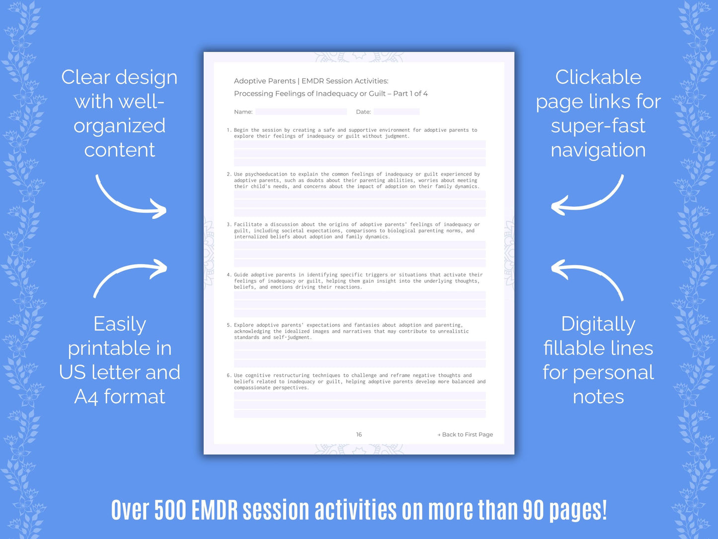 Adoptive Parents Eye Movement Desensitization and Reprocessing (EMDR) Counseling Templates