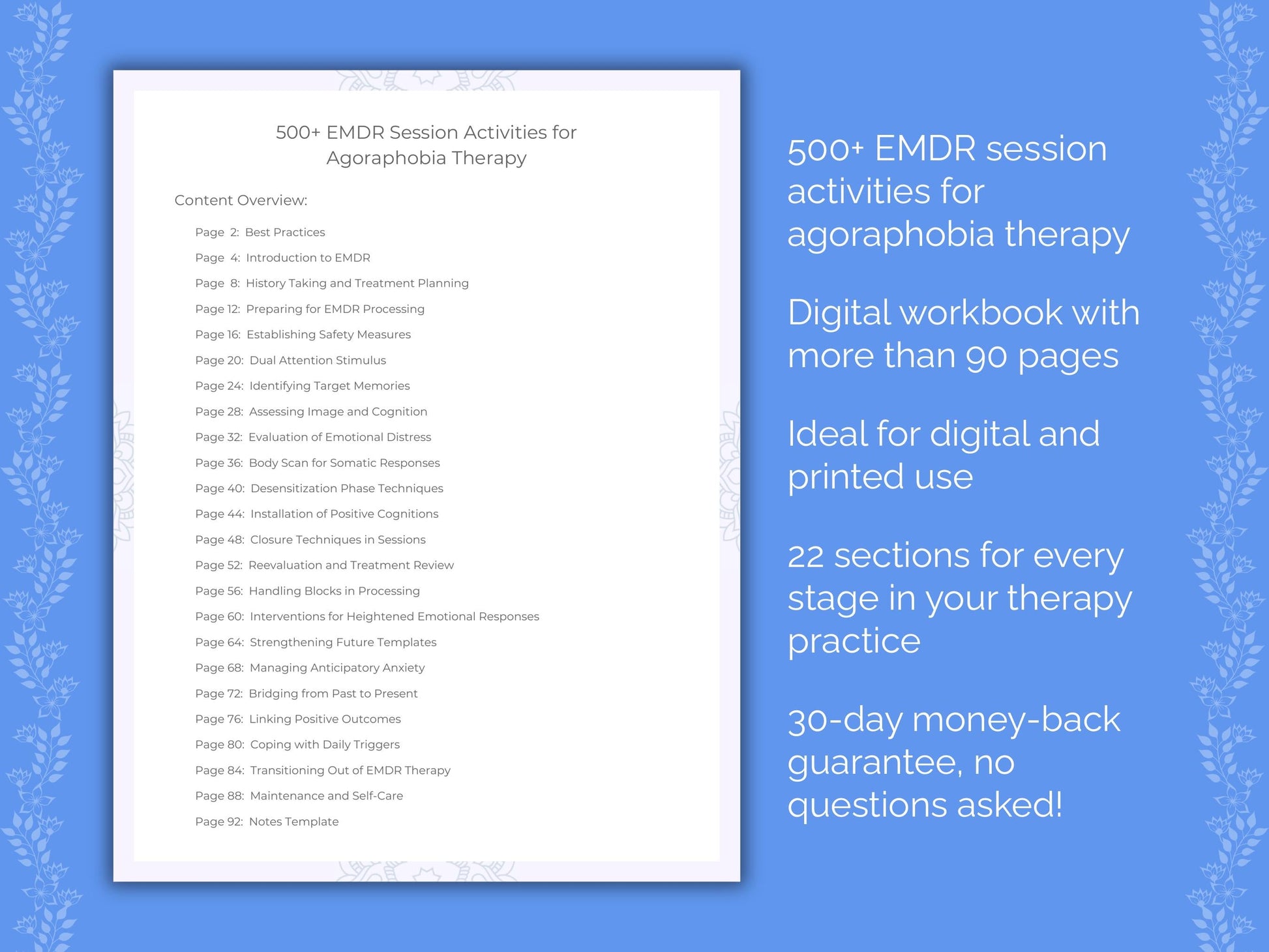 Agoraphobia Eye Movement Desensitization and Reprocessing (EMDR) Therapist Worksheets