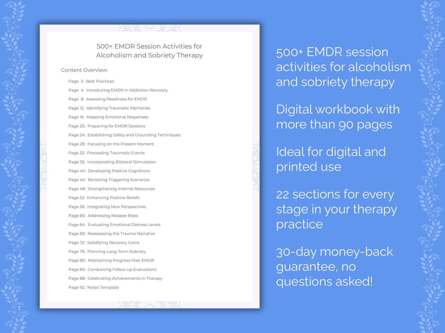 Alcoholism and Sobriety Eye Movement Desensitization and Reprocessing (EMDR) Therapist Worksheets