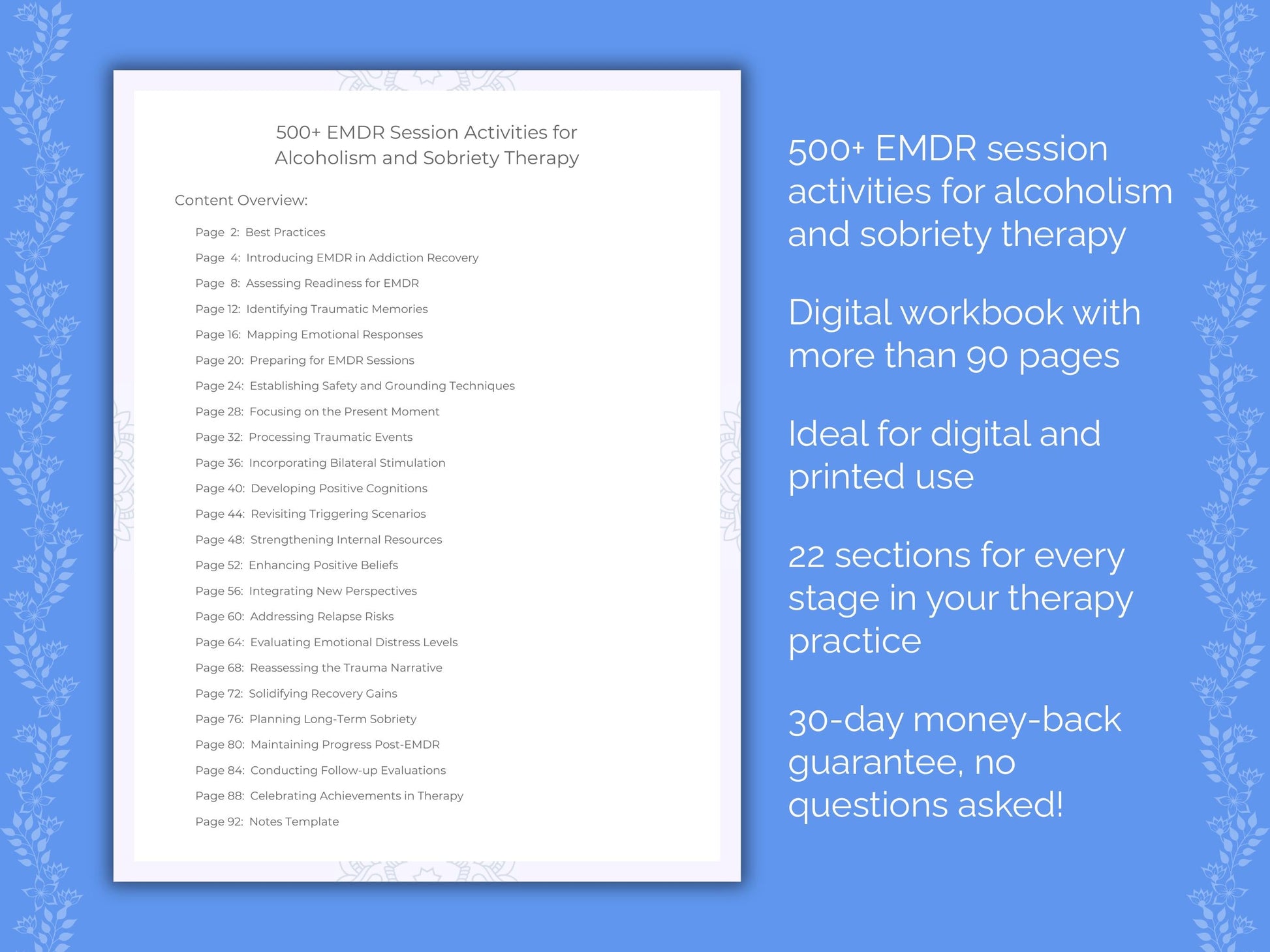 Alcoholism and Sobriety Eye Movement Desensitization and Reprocessing (EMDR) Therapist Worksheets