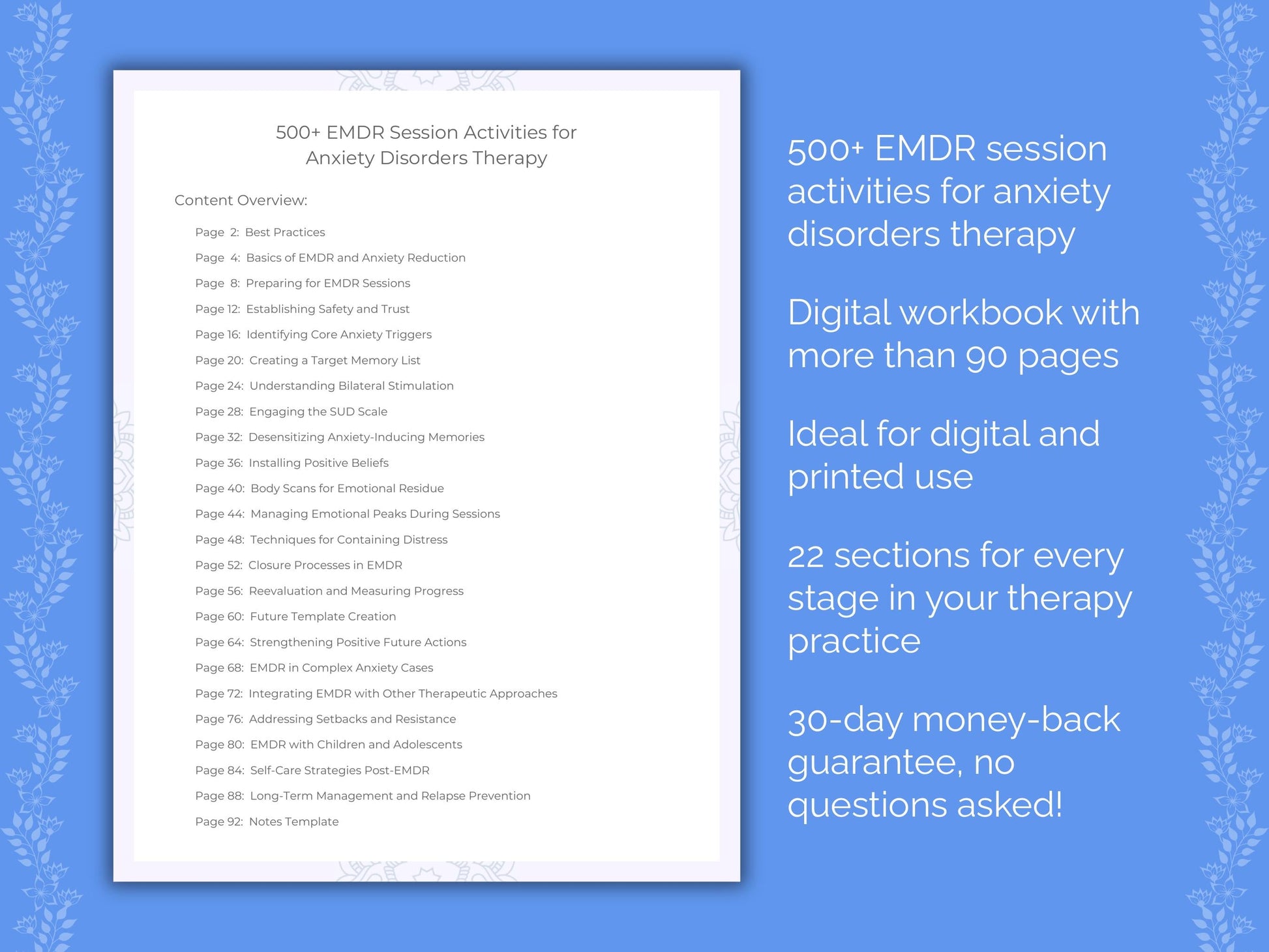 Anxiety Disorders Eye Movement Desensitization and Reprocessing (EMDR) Therapist Worksheets