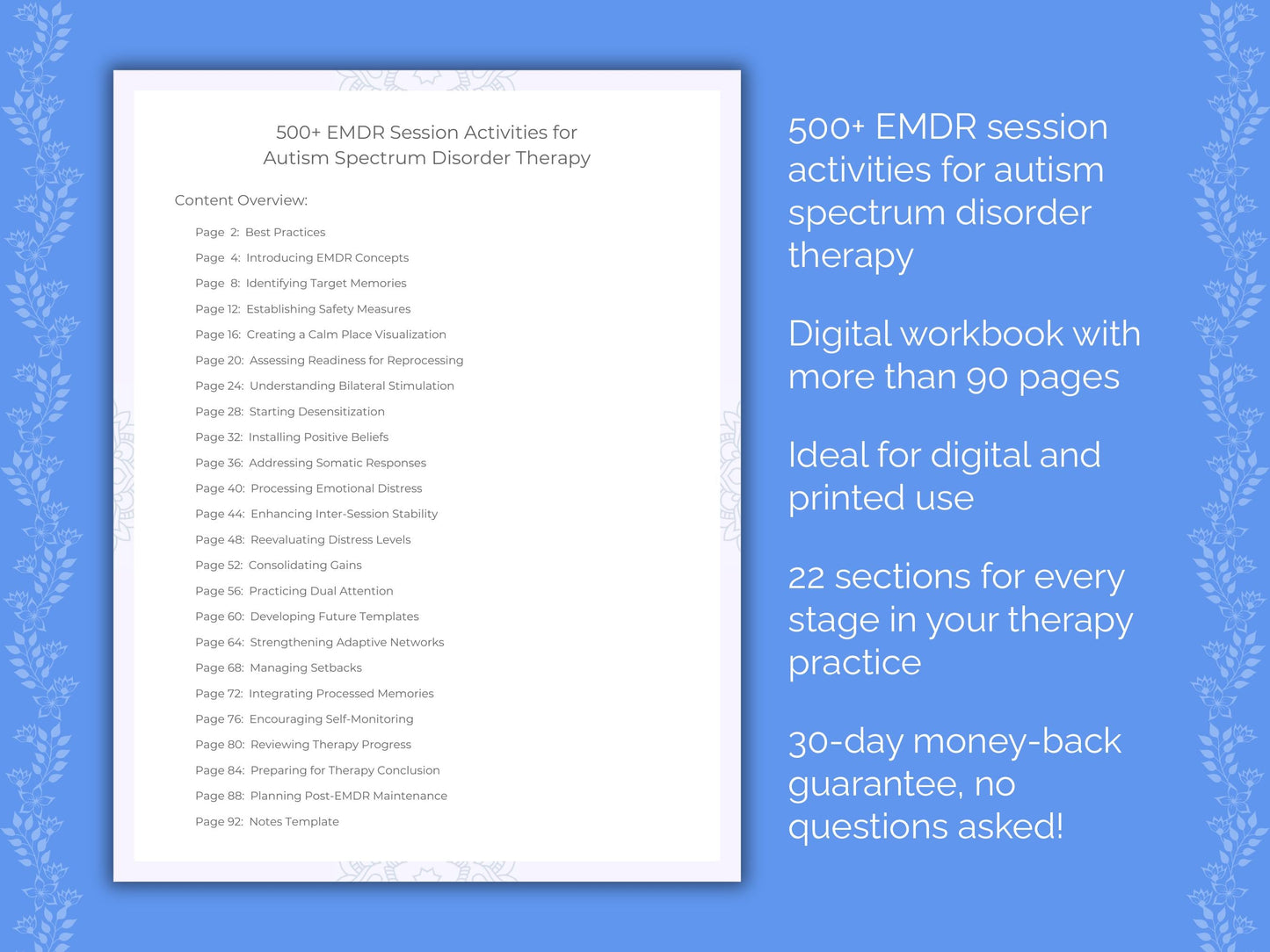 Autism Spectrum Disorder Eye Movement Desensitization and Reprocessing (EMDR) Therapist Worksheets