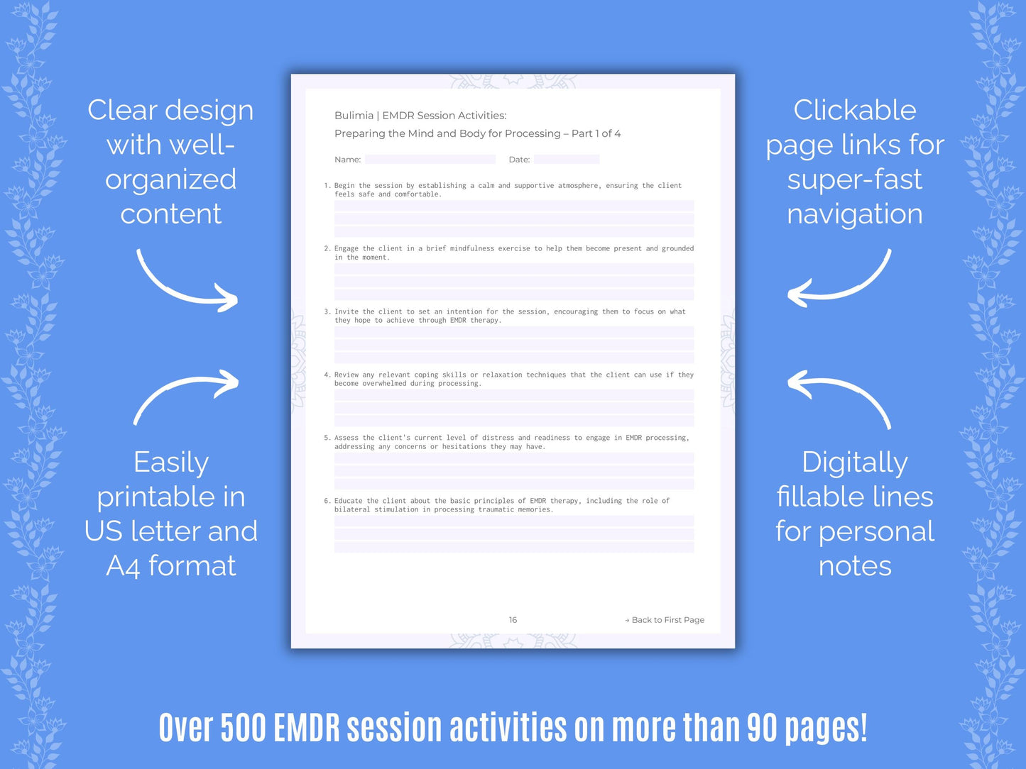 Bulimia Eye Movement Desensitization and Reprocessing (EMDR) Counseling Templates