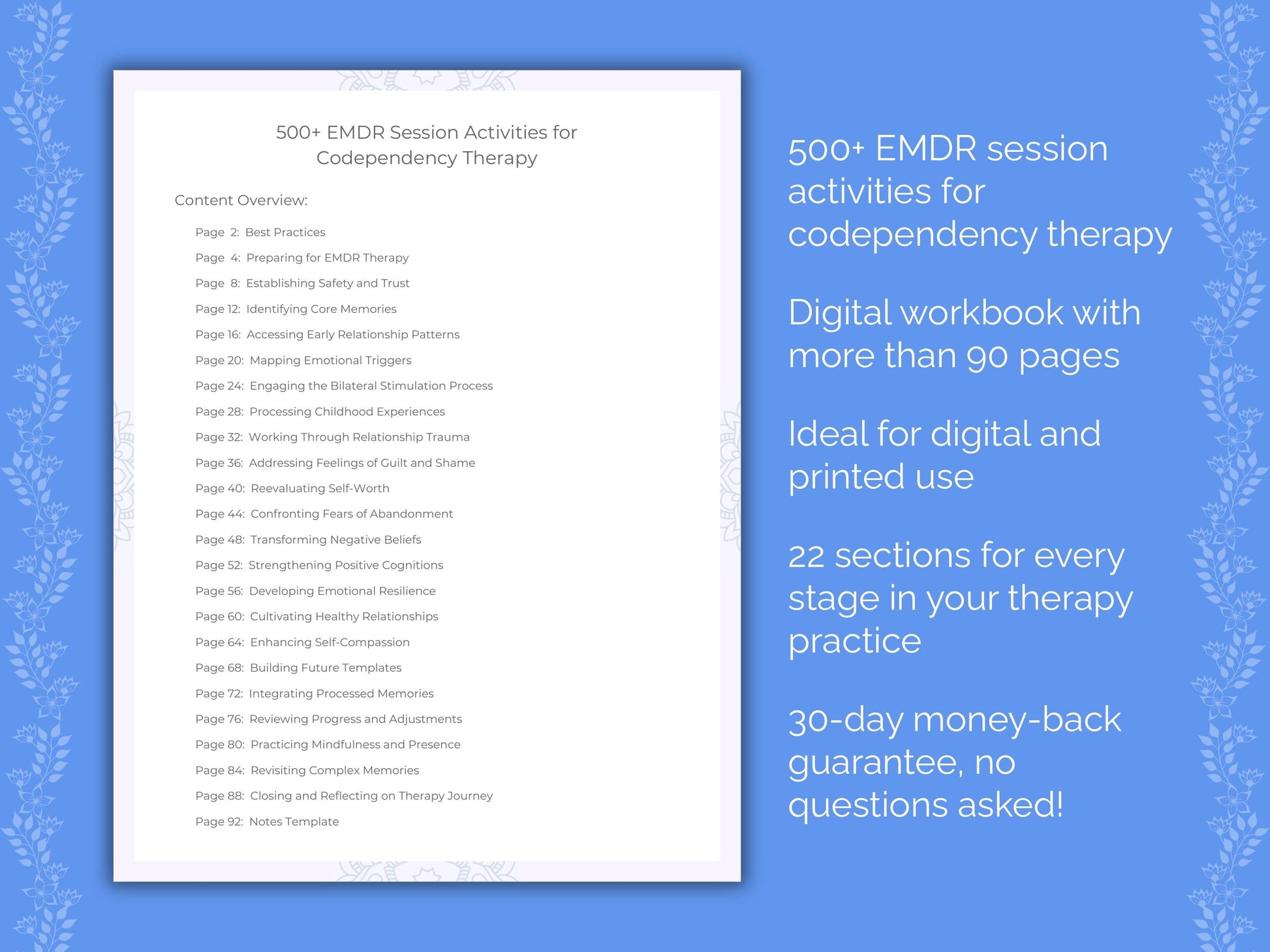 Codependency Eye Movement Desensitization and Reprocessing (EMDR) Therapist Worksheets