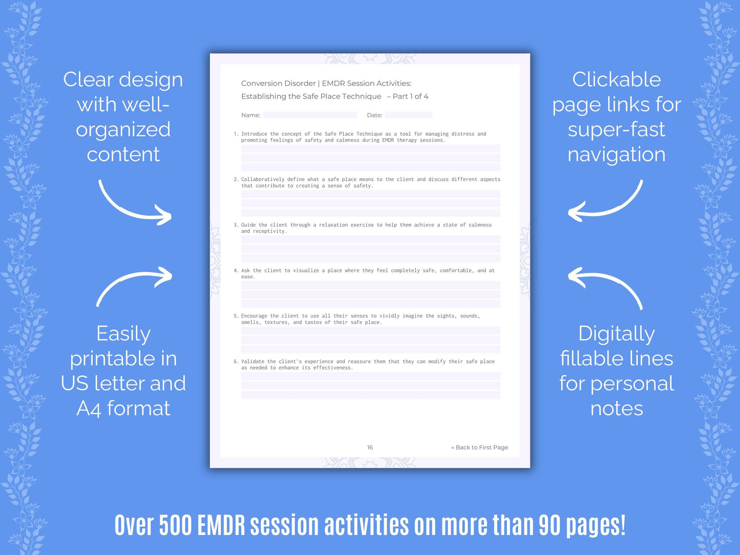 Conversion Disorder Eye Movement Desensitization and Reprocessing (EMDR) Counseling Templates